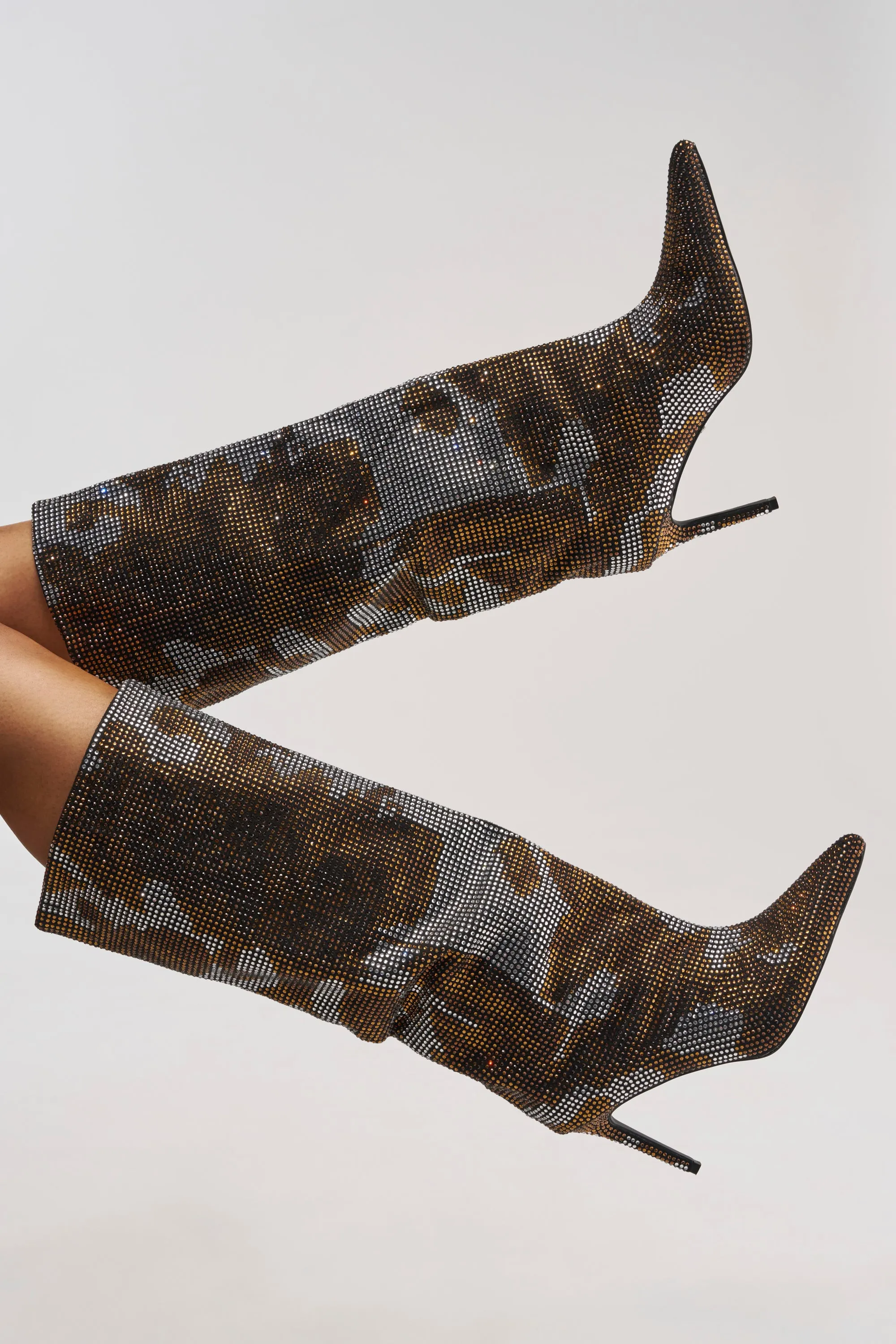AZALEA WANG ORIEL BRONZE MULTI PRINT RHINESTONE STILETTO BOOT sold by AKIRA product image thumbnail 2