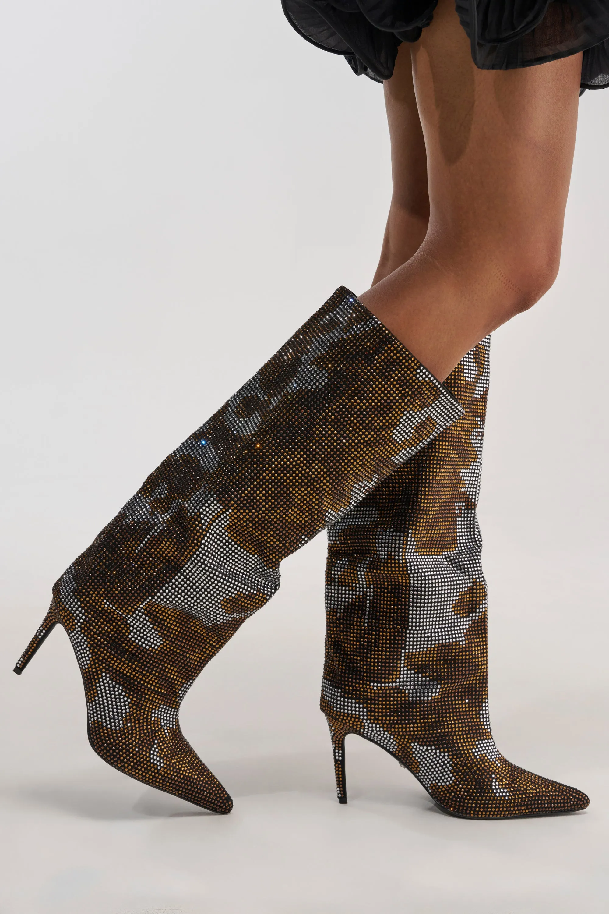 AZALEA WANG ORIEL BRONZE MULTI PRINT RHINESTONE STILETTO BOOT sold by AKIRA product image thumbnail 3
