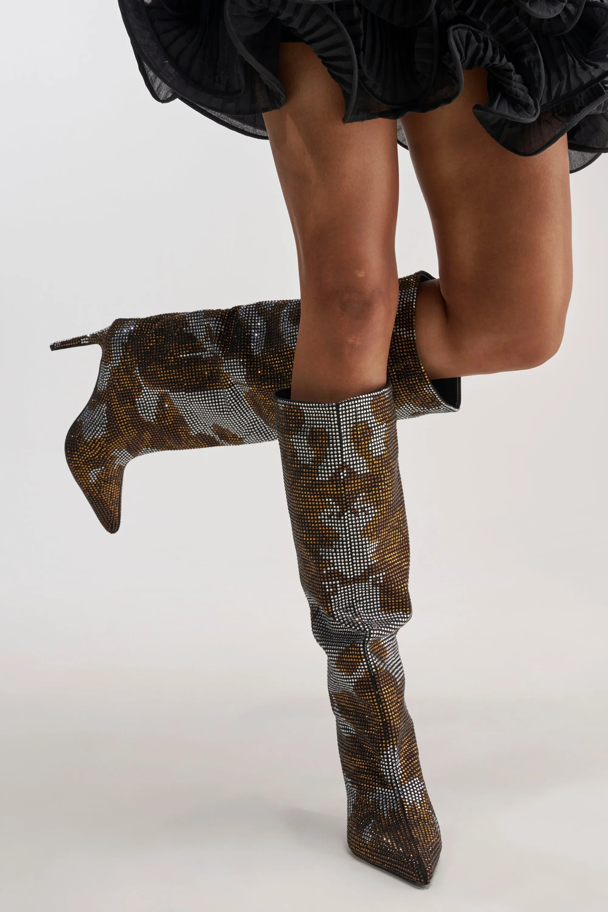 AZALEA WANG ORIEL BRONZE MULTI PRINT RHINESTONE STILETTO BOOT sold by AKIRA product image thumbnail 4
