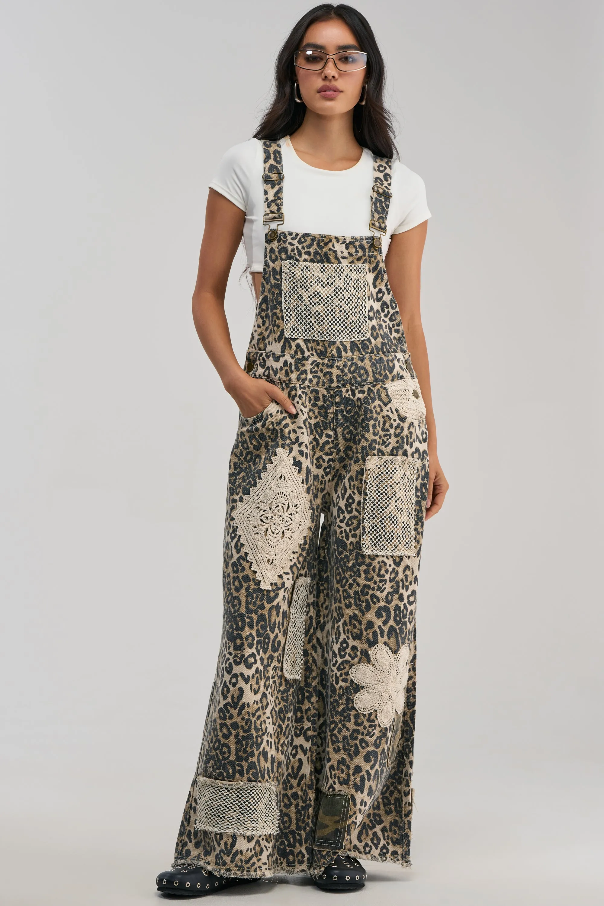 CATCH ME IN THE CITY LEOPARD OVERALLS sold by AKIRA product image thumbnail 2