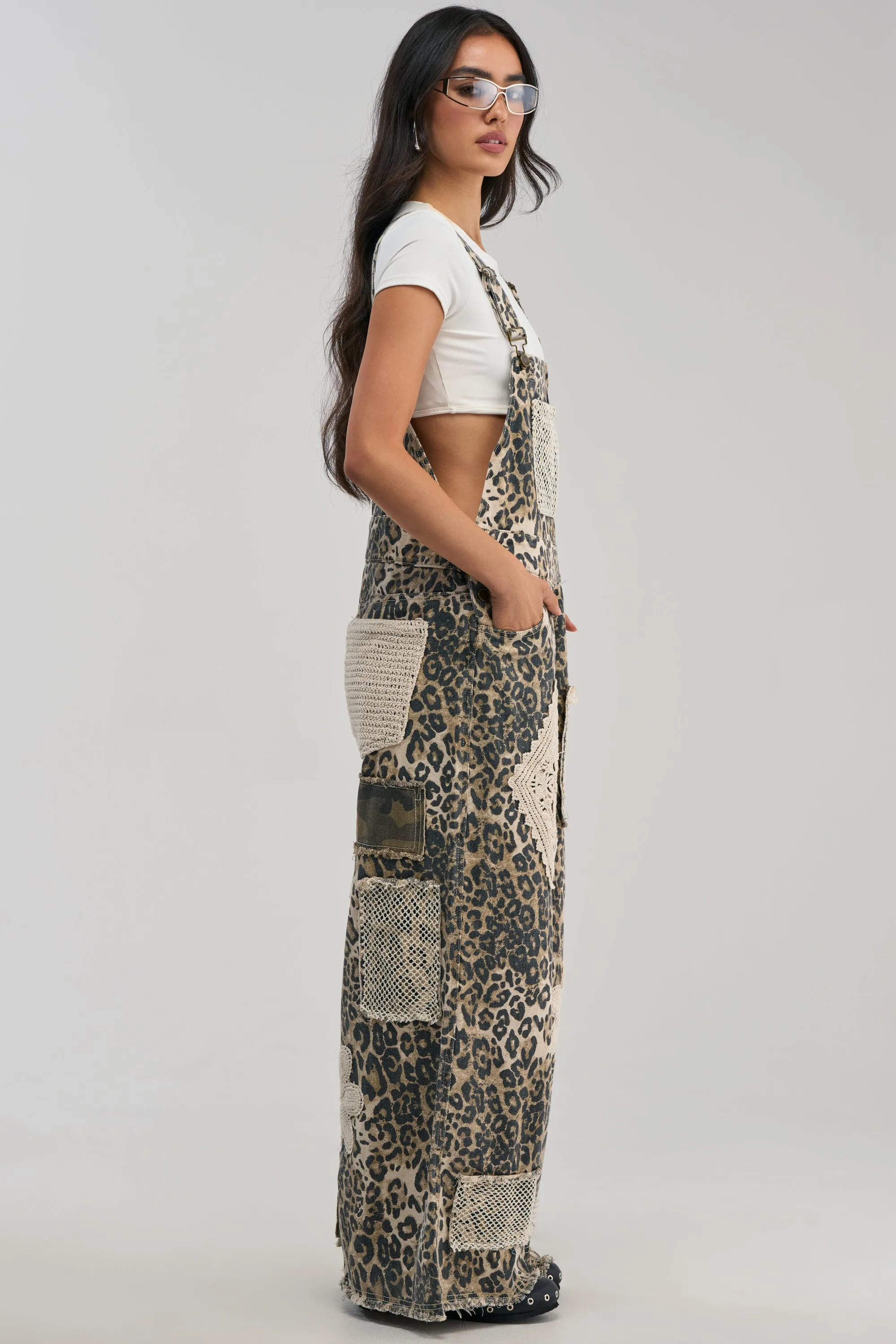 CATCH ME IN THE CITY LEOPARD OVERALLS sold by AKIRA product image thumbnail 3