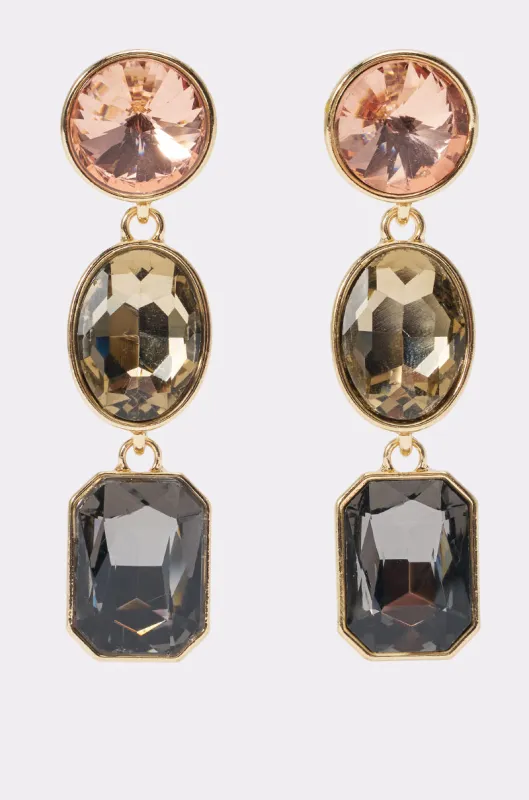 SMOKY CRYSTAL DROP EARRINGS made by AKIRA