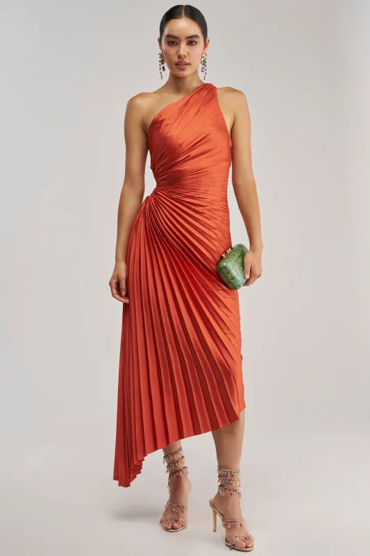 MIDNIGHT MAVEN SLEEVELESS MAXI DRESS IN RED made by AKIRA