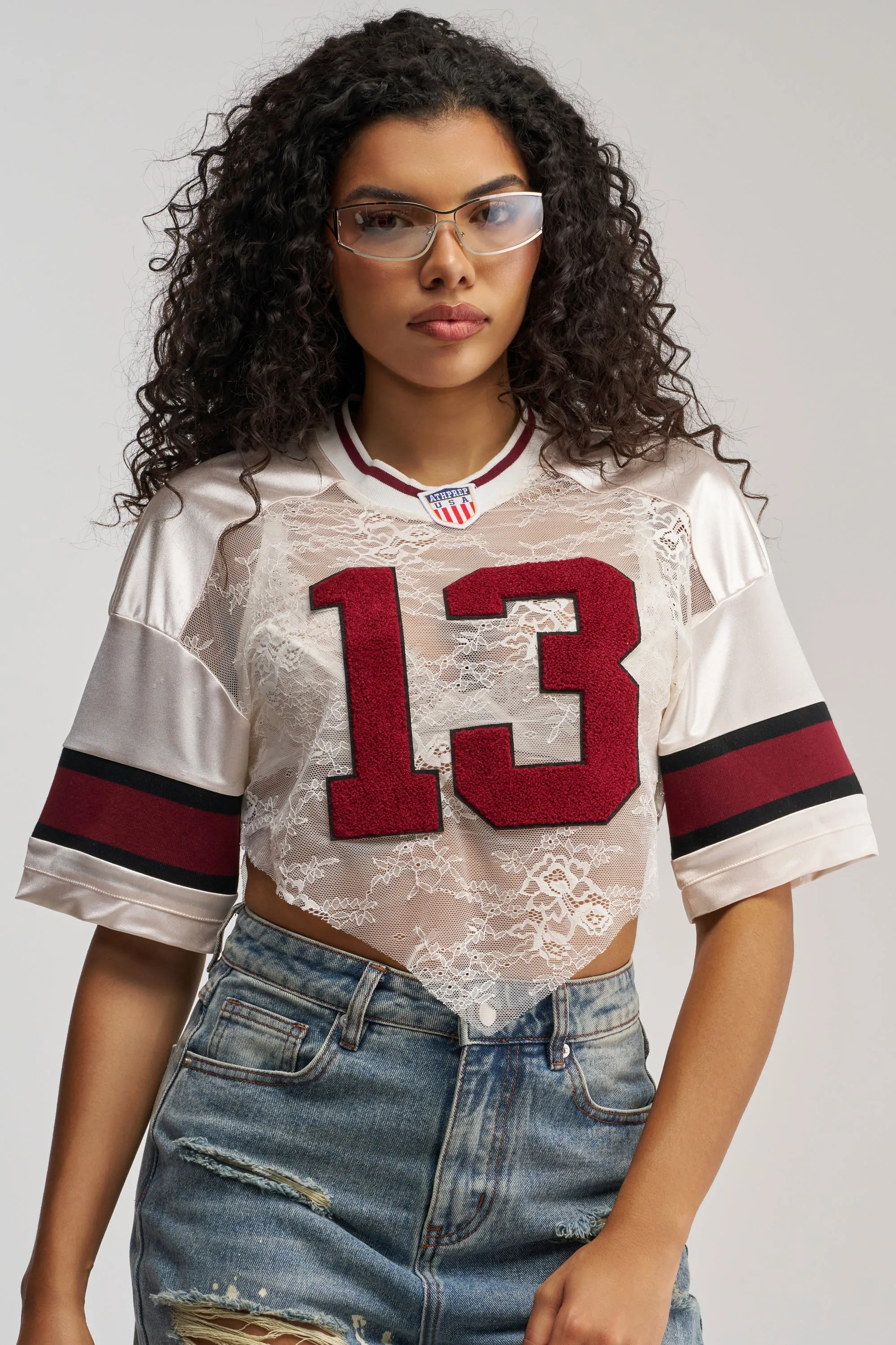 LUCKY LACE JERSEY TOP IN IVORY MULTI sold by AKIRA product image thumbnail 2