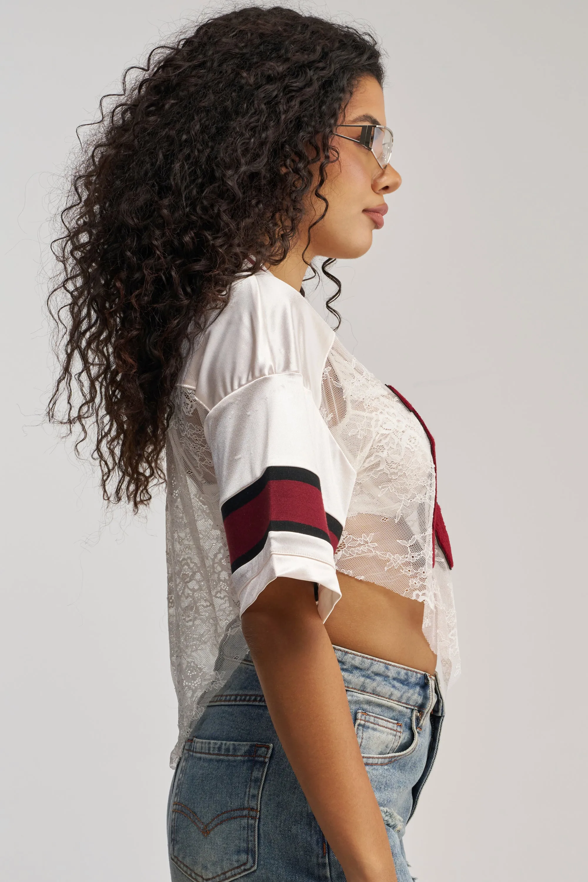 LUCKY LACE JERSEY TOP IN IVORY MULTI sold by AKIRA product image thumbnail 3