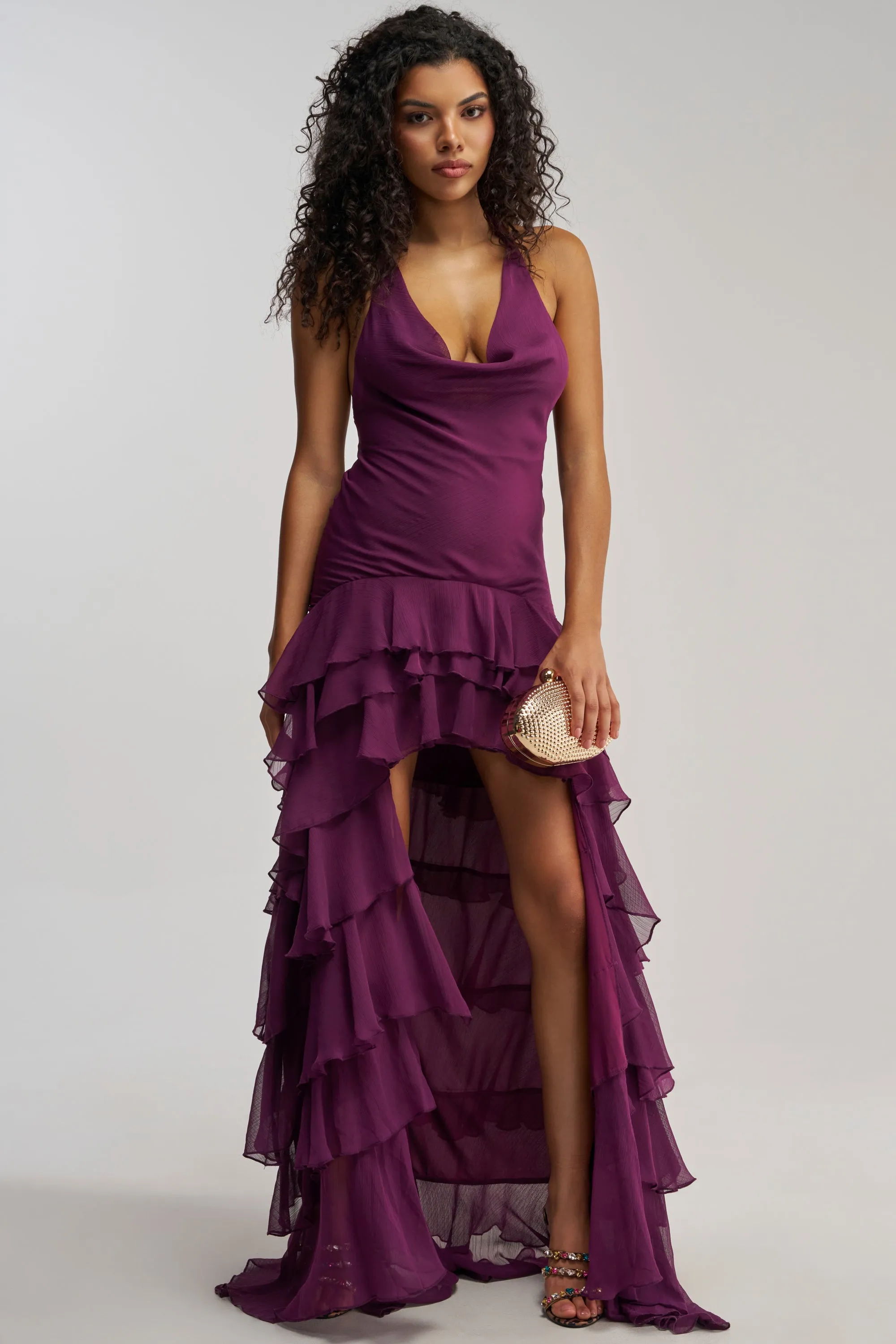 TO ALL MY FANS CHIFFON RUFFLE MAXI DRESS sold by AKIRA