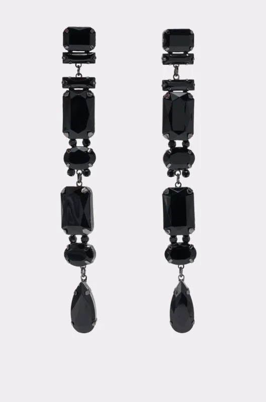 THE DRAMA BLACK STONE DANGLE EARRING made by AKIRA