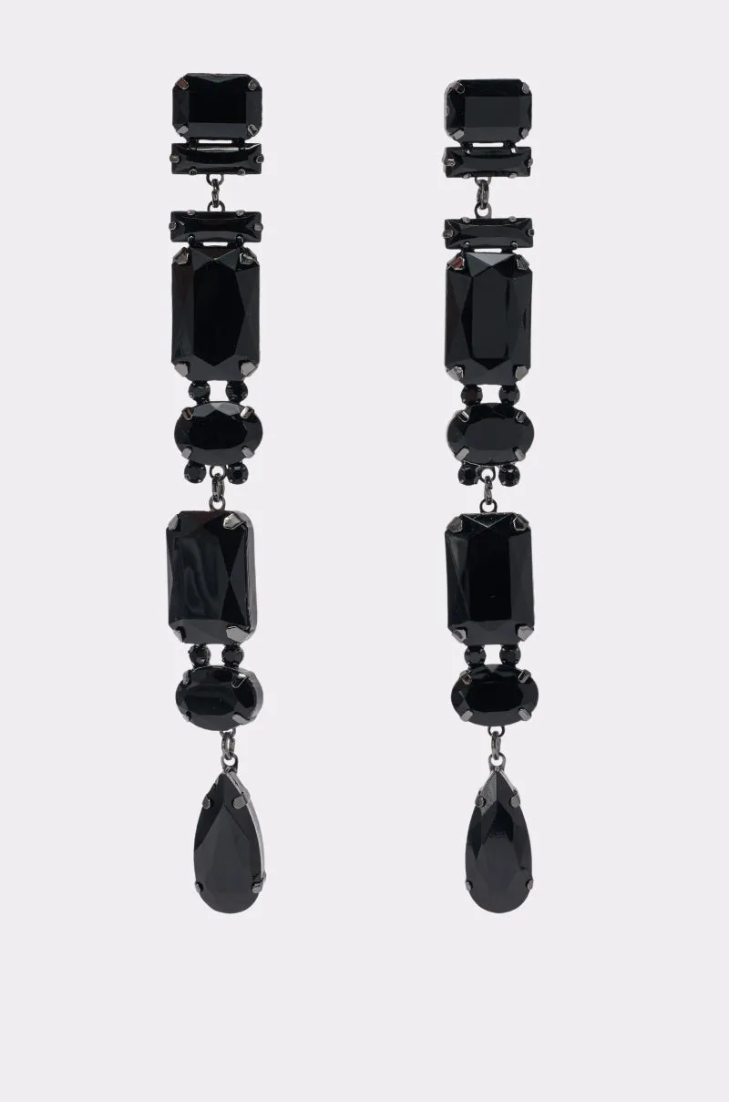 THE DRAMA BLACK STONE DANGLE EARRING sold by AKIRA