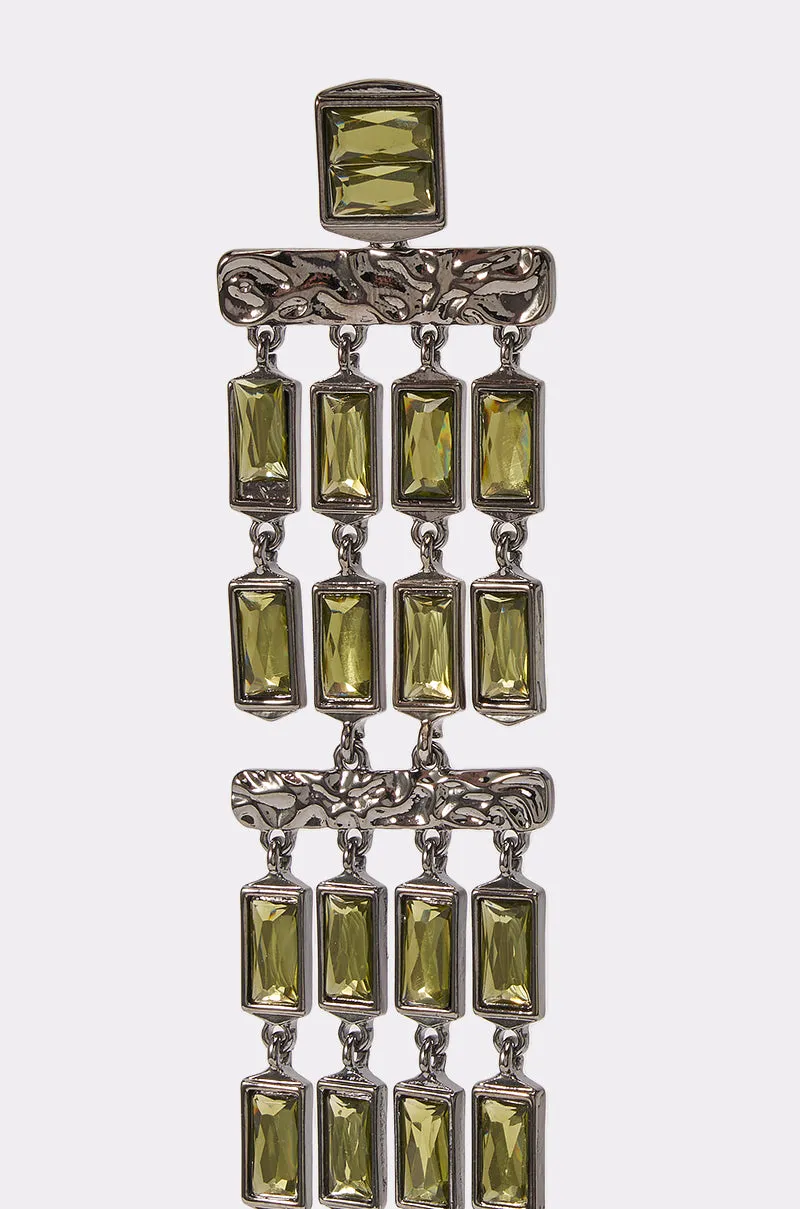 BAGUETTE CHANDELIER EARRINGS IN GREEN sold by AKIRA product image thumbnail 4