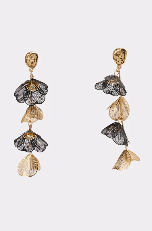 TWO-TONE FLORAL DROP EARRINGS made by AKIRA