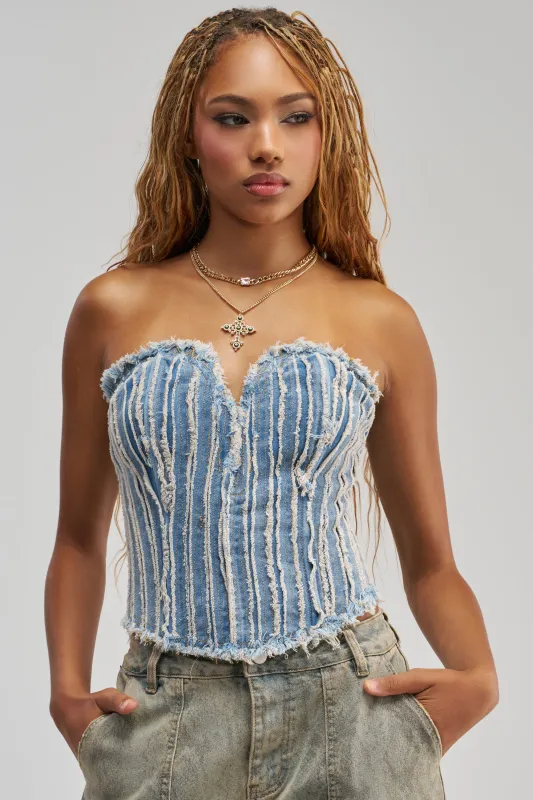 HERE FOR A GOOD TIME CORSET TOP made by AKIRA