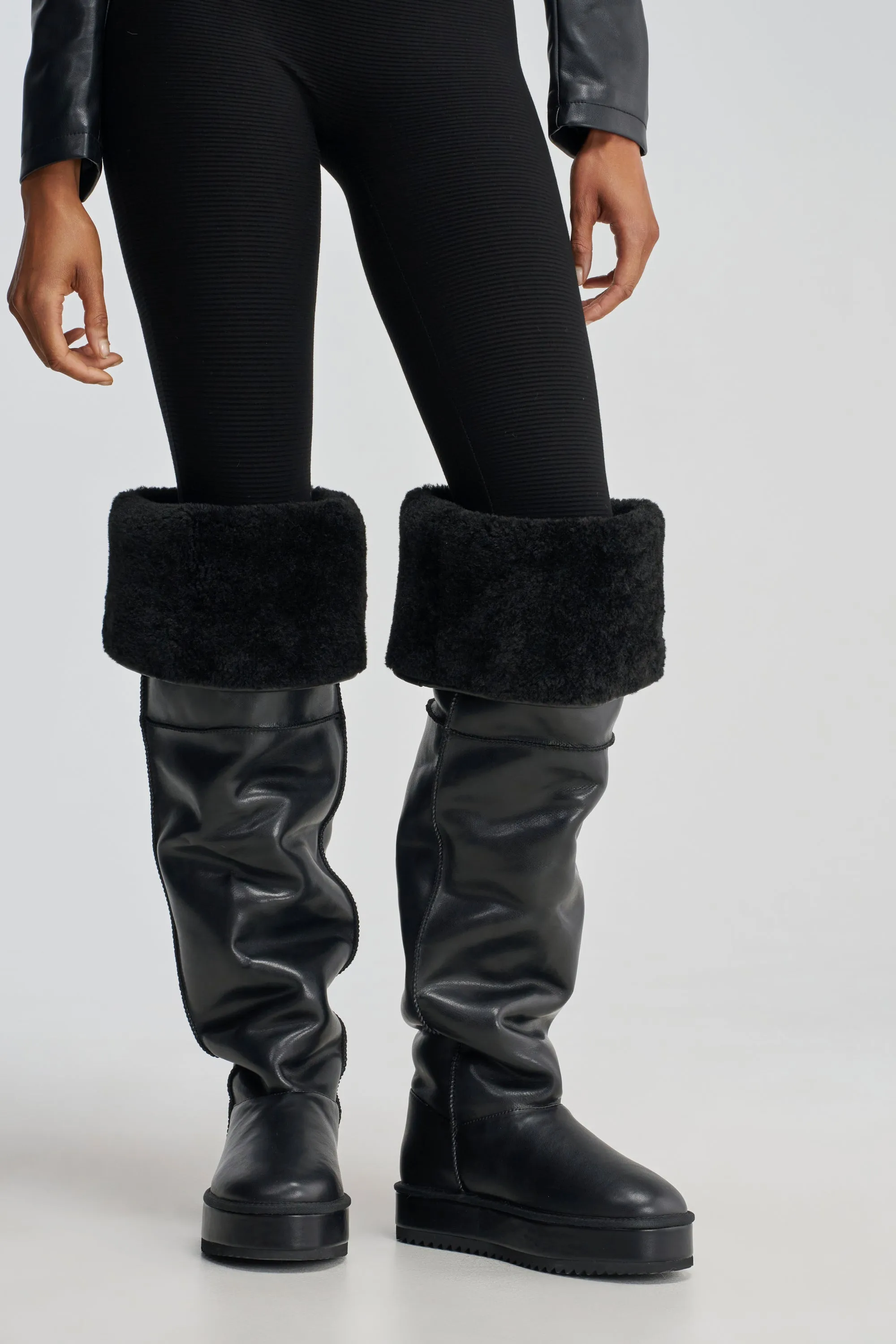 AZALEA WANG MARLOW BLACK PU FLATFORM OVER THE KNEE BOOT sold by AKIRA product image thumbnail 5