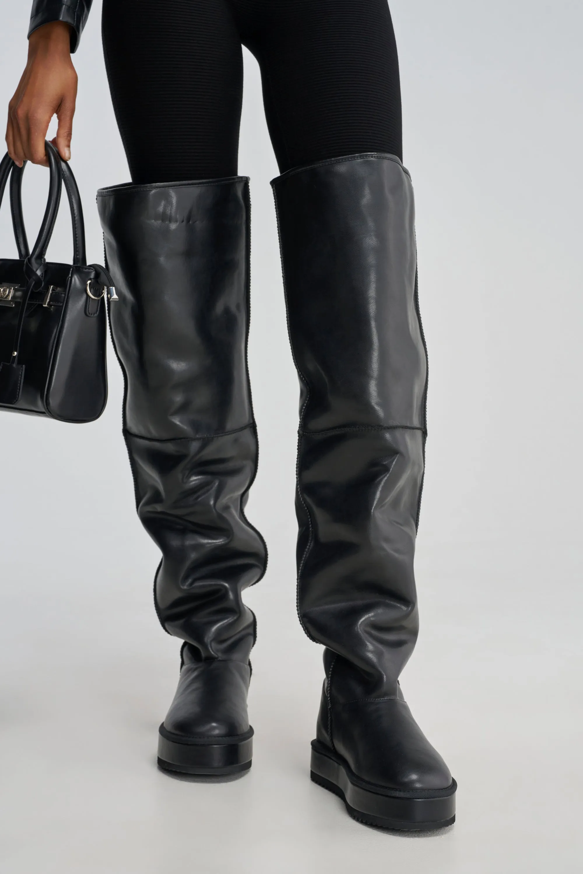 AZALEA WANG MARLOW BLACK PU FLATFORM OVER THE KNEE BOOT sold by AKIRA product image thumbnail 2