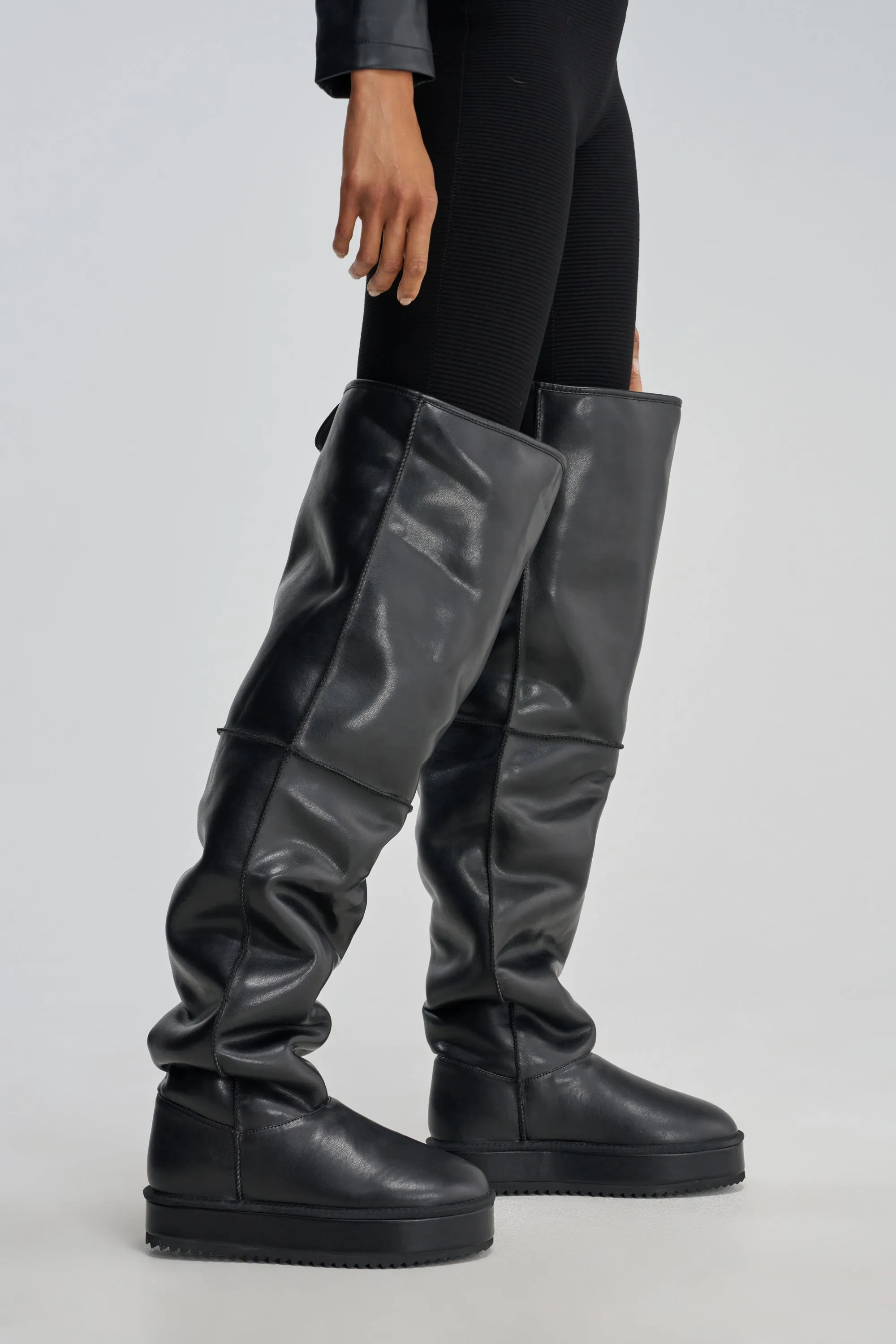 AZALEA WANG MARLOW BLACK PU FLATFORM OVER THE KNEE BOOT sold by AKIRA product image thumbnail 3