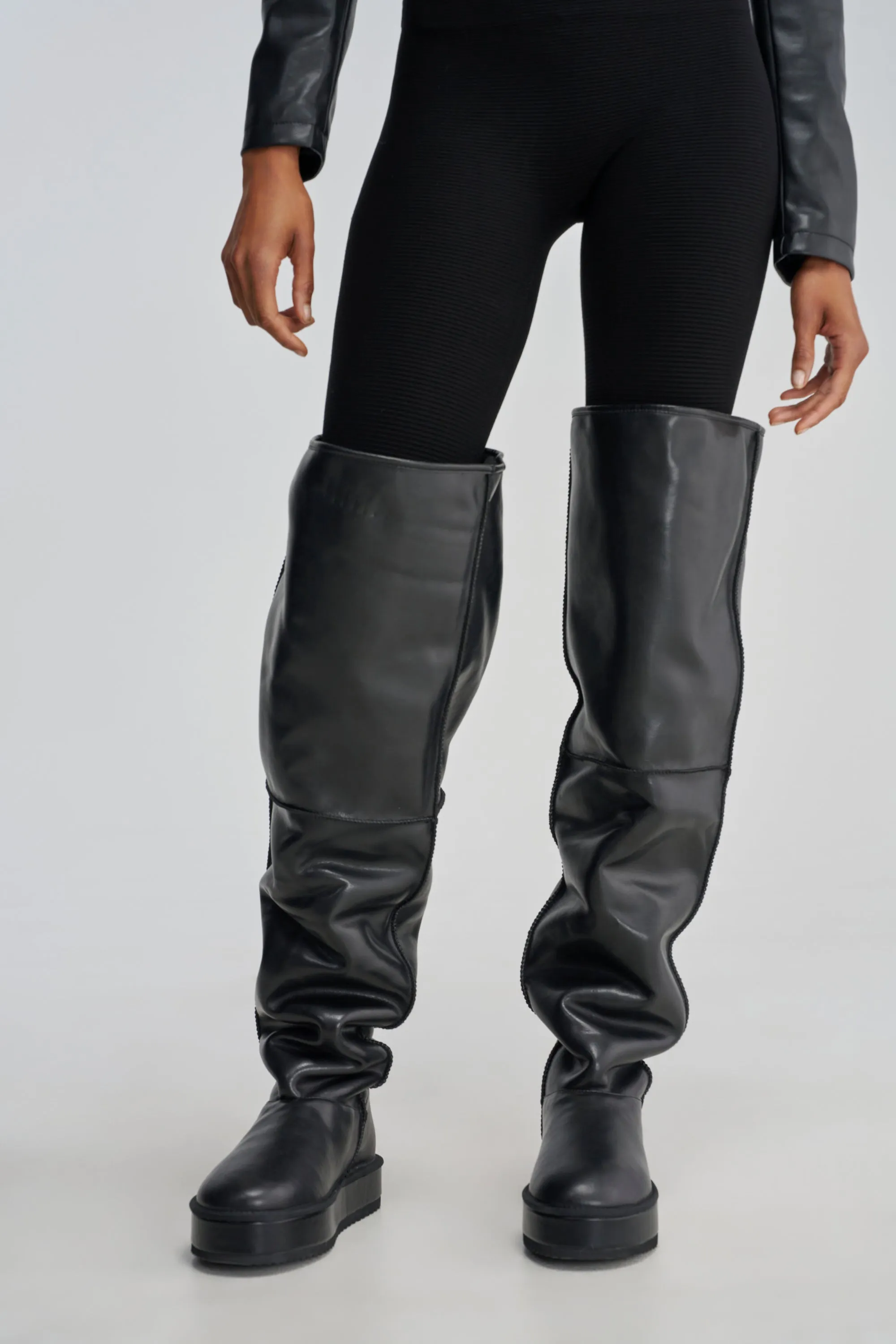 AZALEA WANG MARLOW BLACK PU FLATFORM OVER THE KNEE BOOT sold by AKIRA product image thumbnail 4