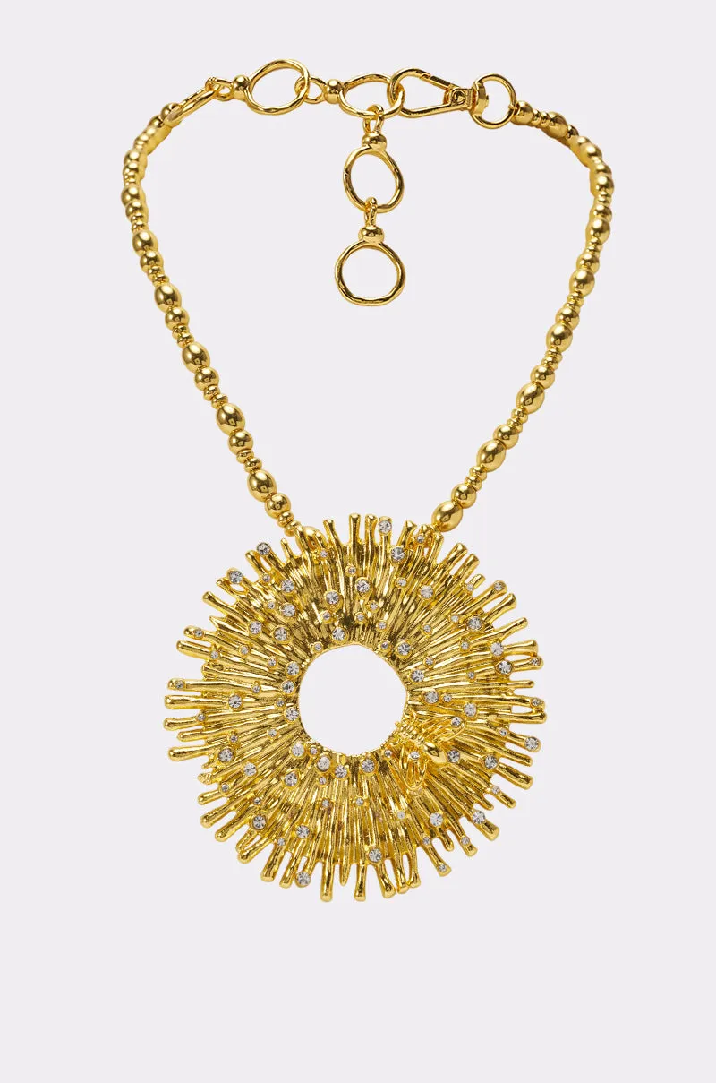 MATTE GOLD STARBURST NECKLACE sold by AKIRA