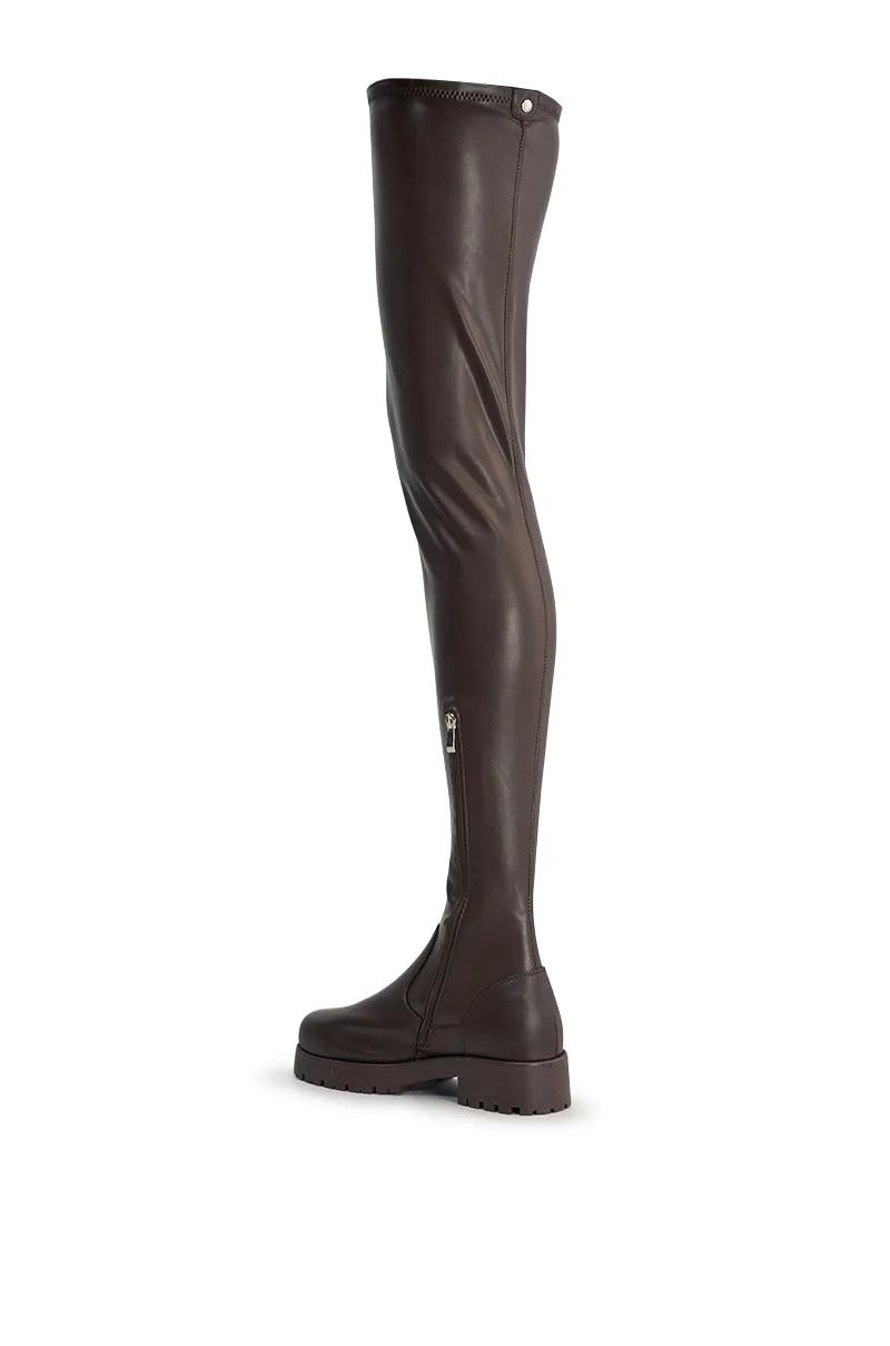 AZALEA WANG SURGICAL NEW THIGH HIGH STRETCH PU FLAT BOOT sold by AKIRA product image thumbnail 5
