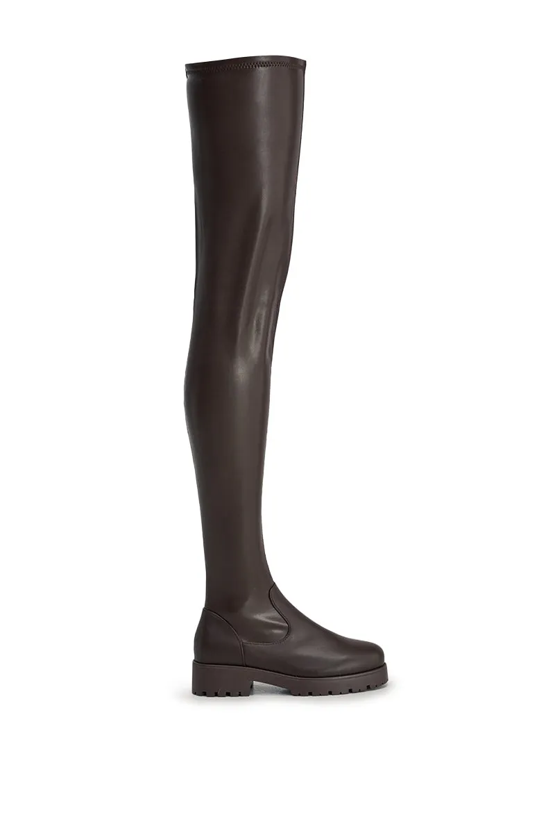 AZALEA WANG SURGICAL NEW THIGH HIGH STRETCH PU FLAT BOOT sold by AKIRA product image thumbnail 3