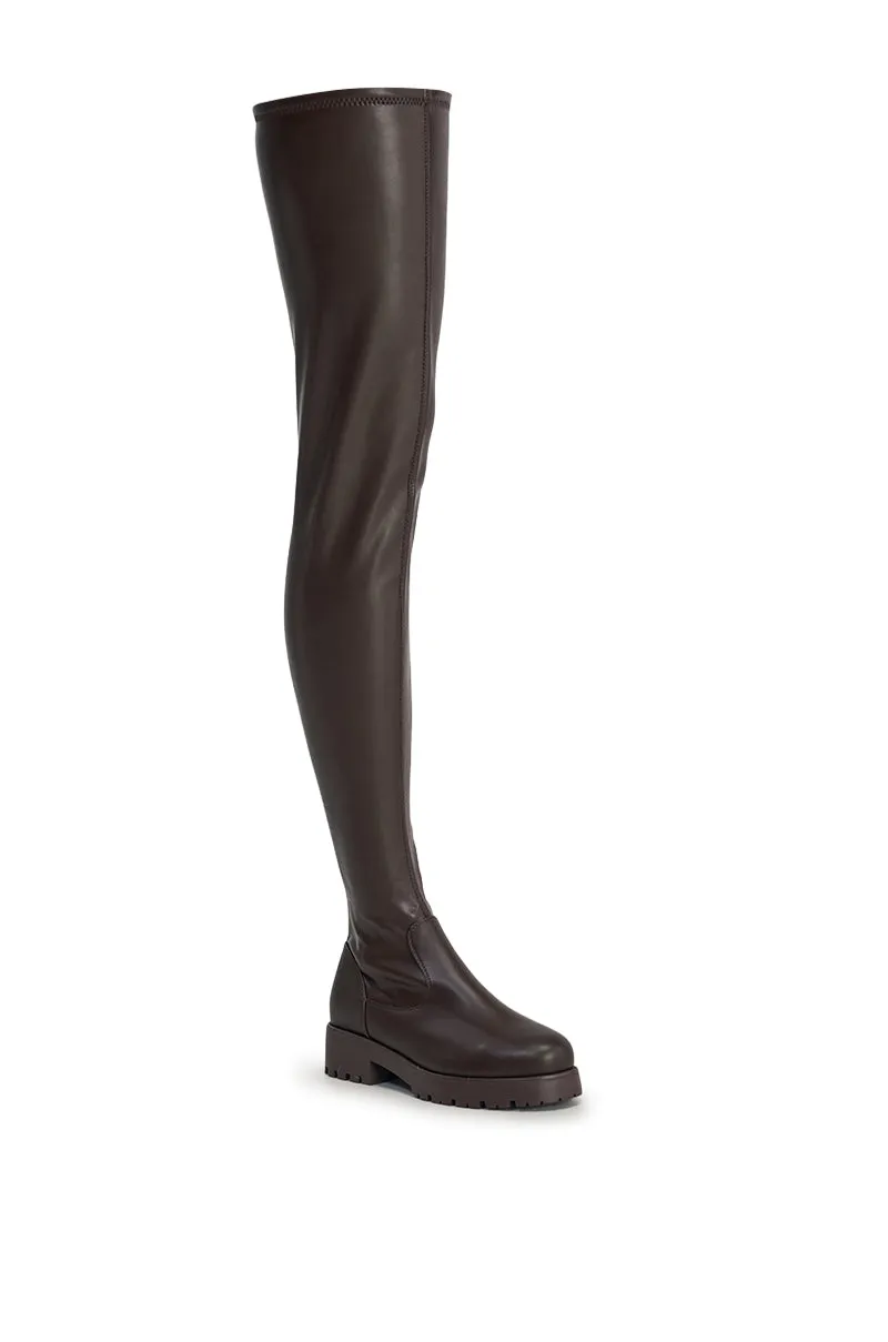 AZALEA WANG SURGICAL NEW THIGH HIGH STRETCH PU FLAT BOOT sold by AKIRA product image thumbnail 4