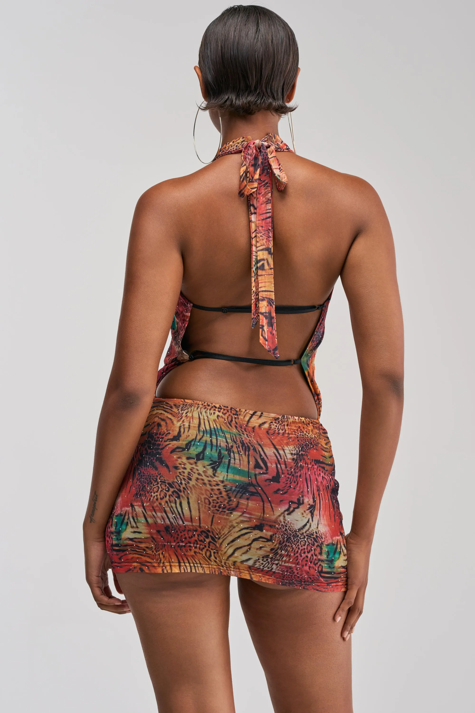 FASHIONISTA RHINESTONE MINI DRESS IN RED MULTI sold by AKIRA product image thumbnail 4
