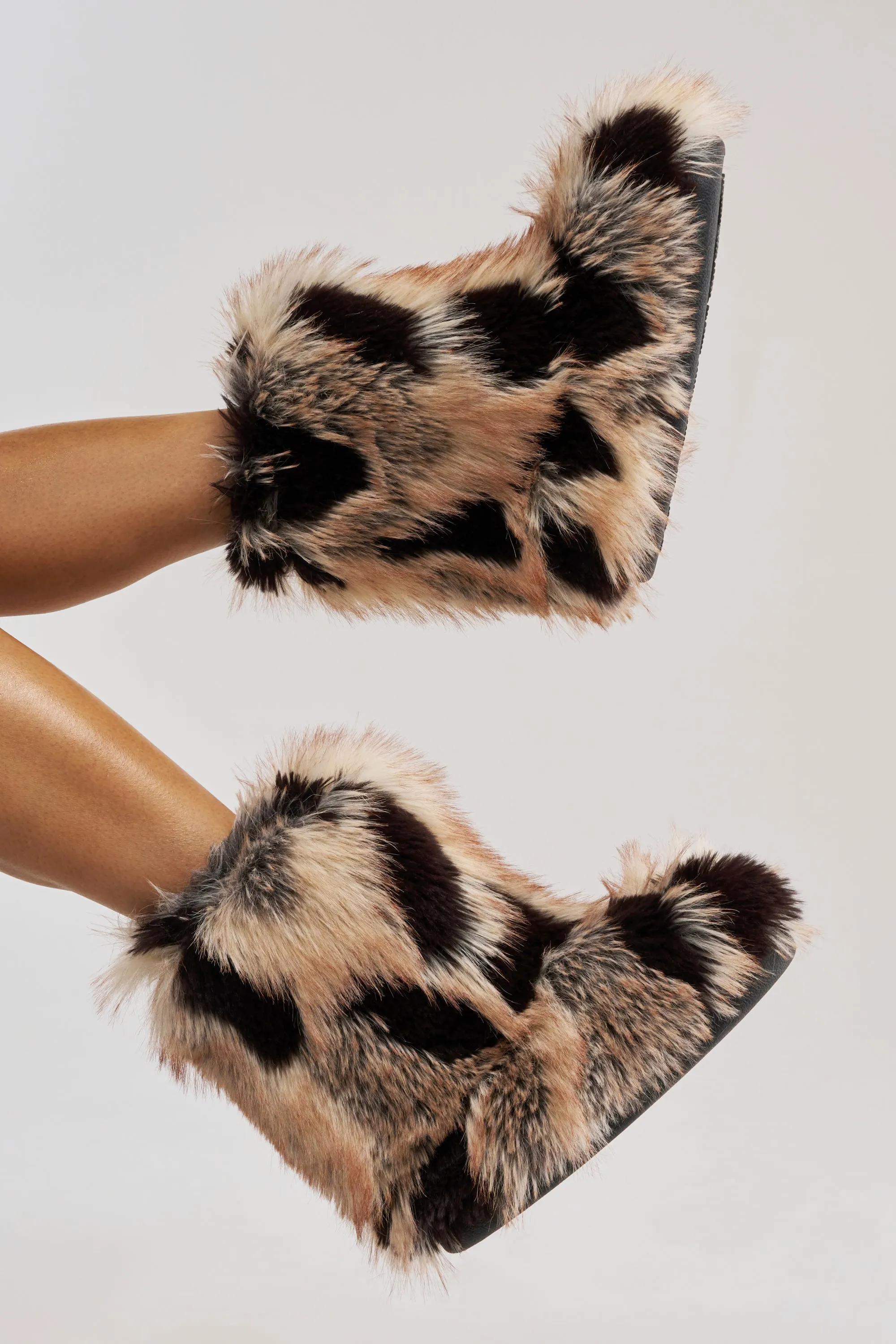 AZALEA WANG ALIXIA BROWN MULTI FLAT FUR BOOTIE sold by AKIRA product image thumbnail 3