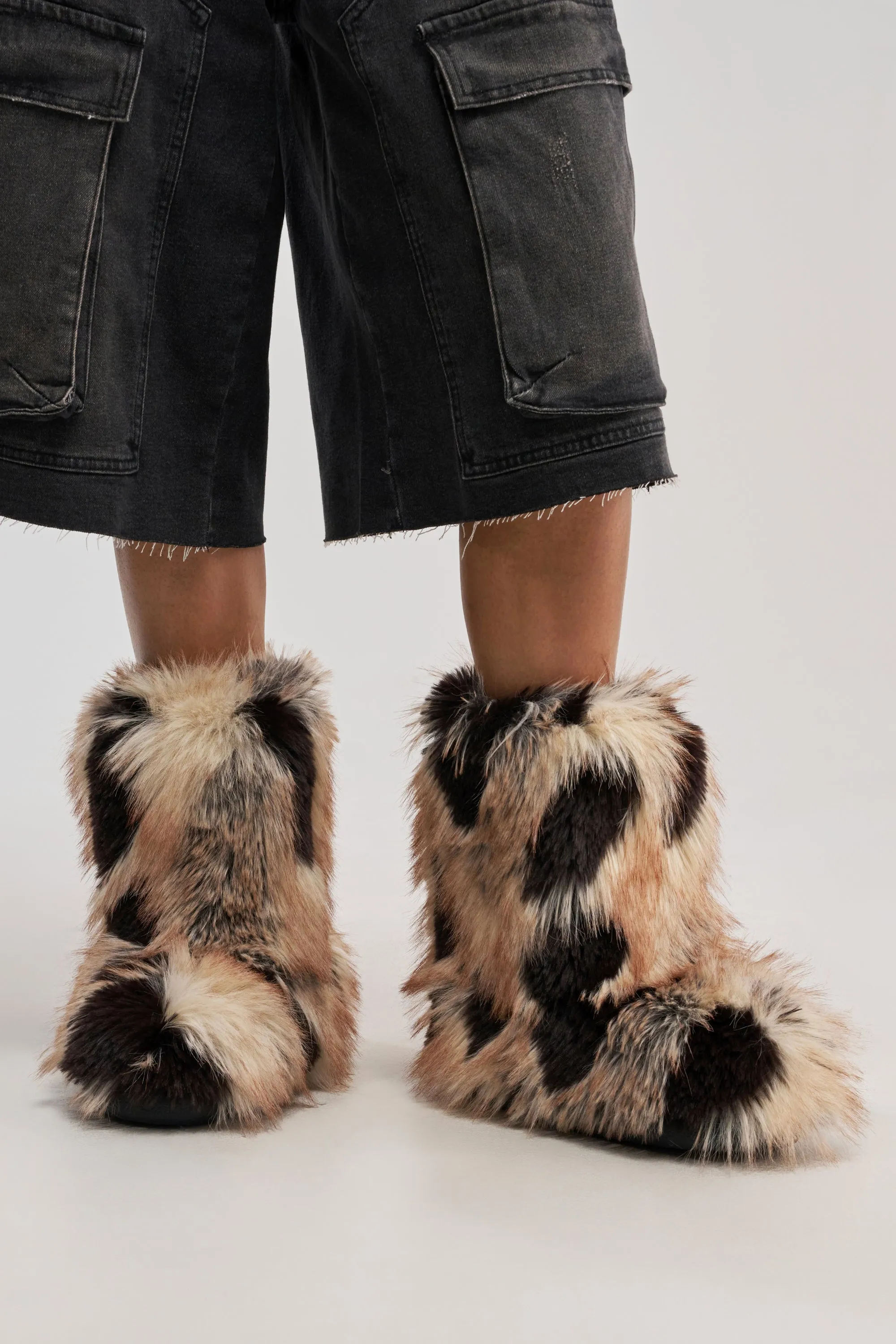 AZALEA WANG ALIXIA BROWN MULTI FLAT FUR BOOTIE sold by AKIRA product image thumbnail 2
