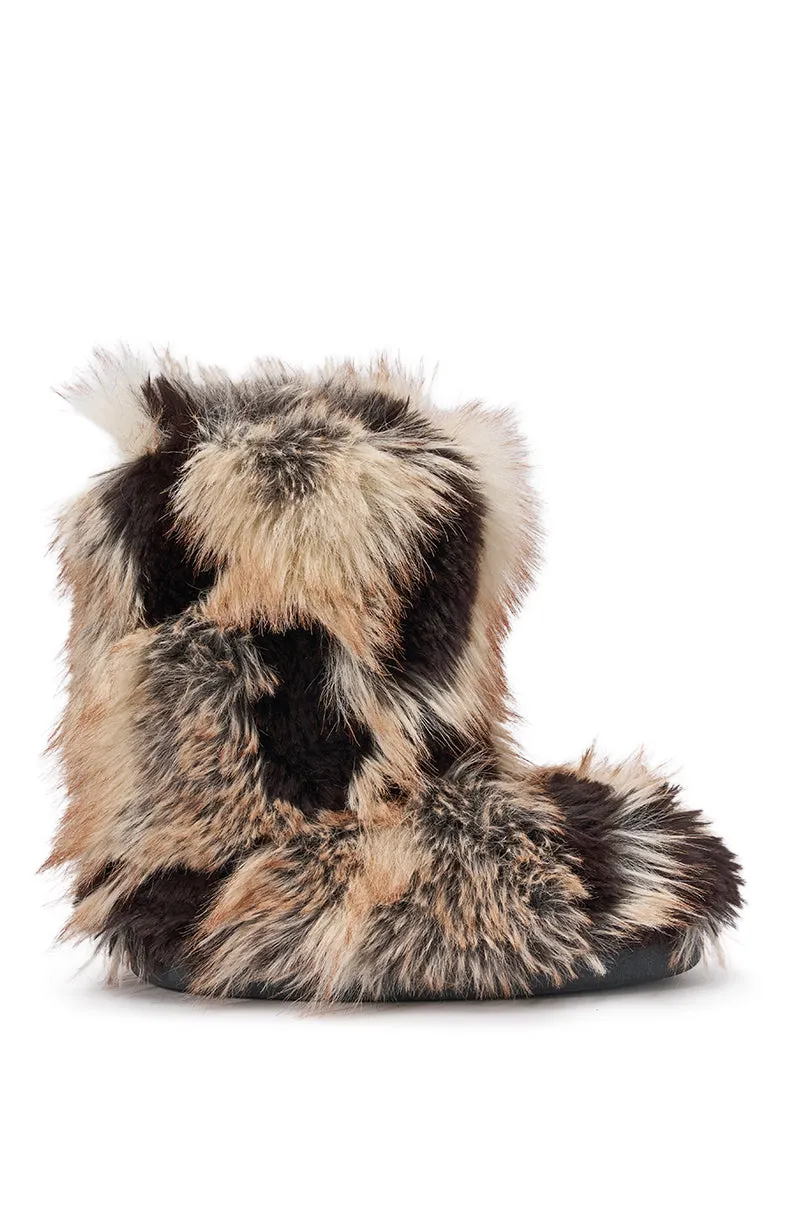 AZALEA WANG ALIXIA BROWN MULTI FLAT FUR BOOTIE sold by AKIRA product image thumbnail 4