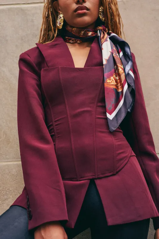 EVERYDAY LUXE CORSET IN BURGUNDY made by AKIRA