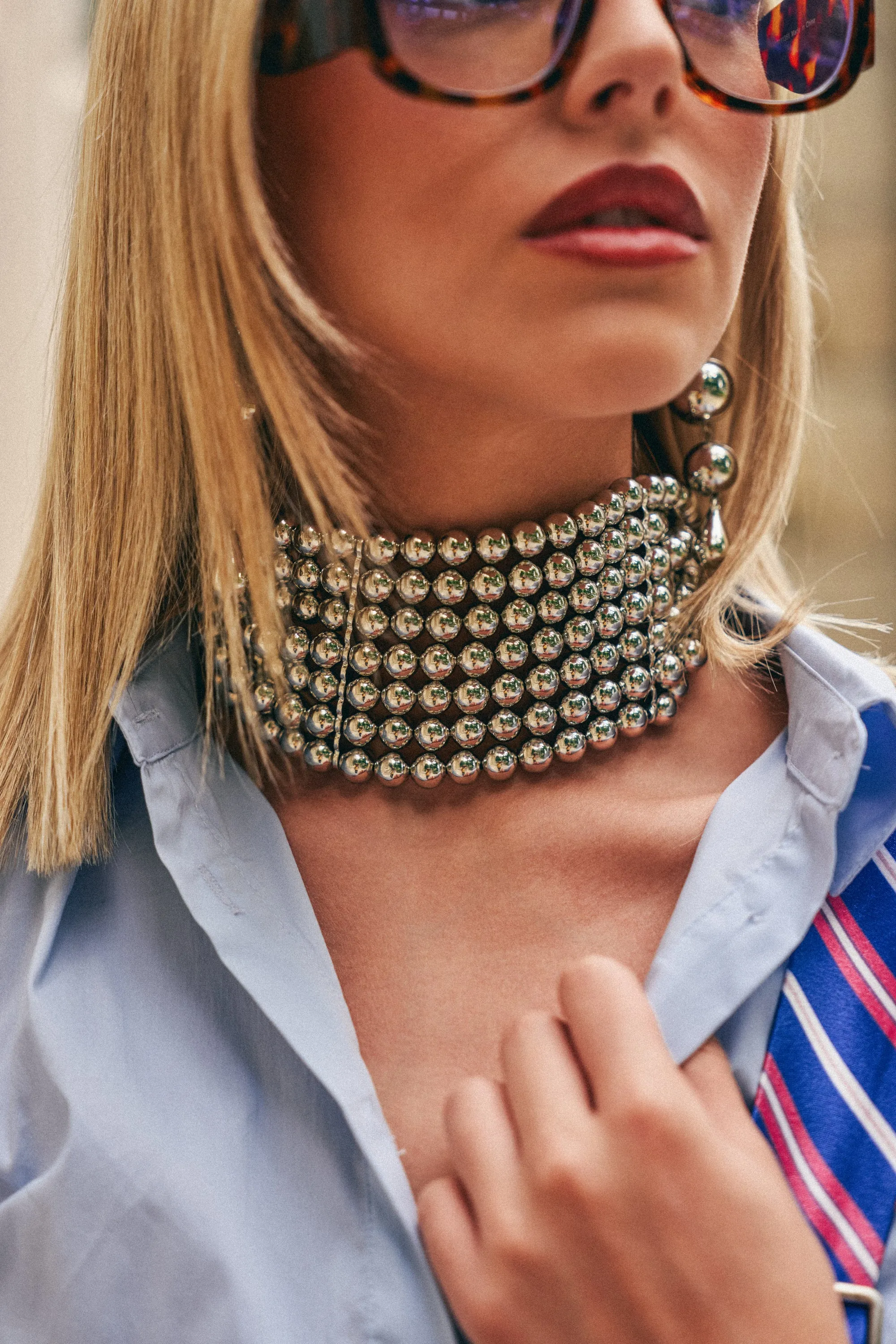 FULL FORCE CHOKER IN SILVER sold by AKIRA