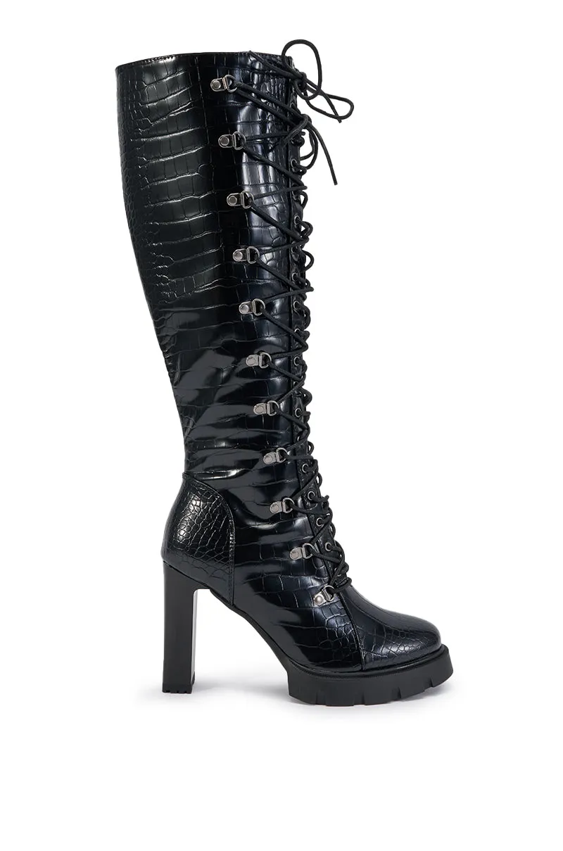 AZALEA WANG AURIGA BLACK LACE UP BLOCK BOOT sold by AKIRA product image thumbnail 4