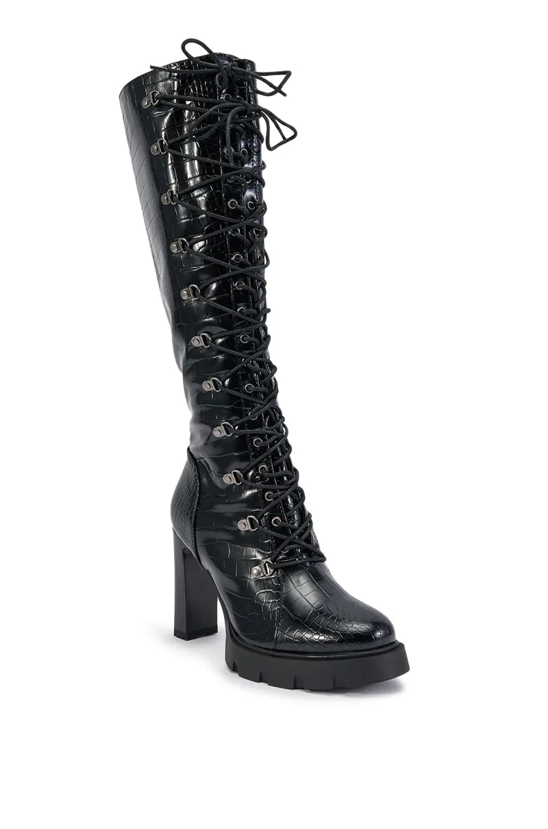 AZALEA WANG AURIGA BLACK LACE UP BLOCK BOOT sold by AKIRA product image thumbnail 5
