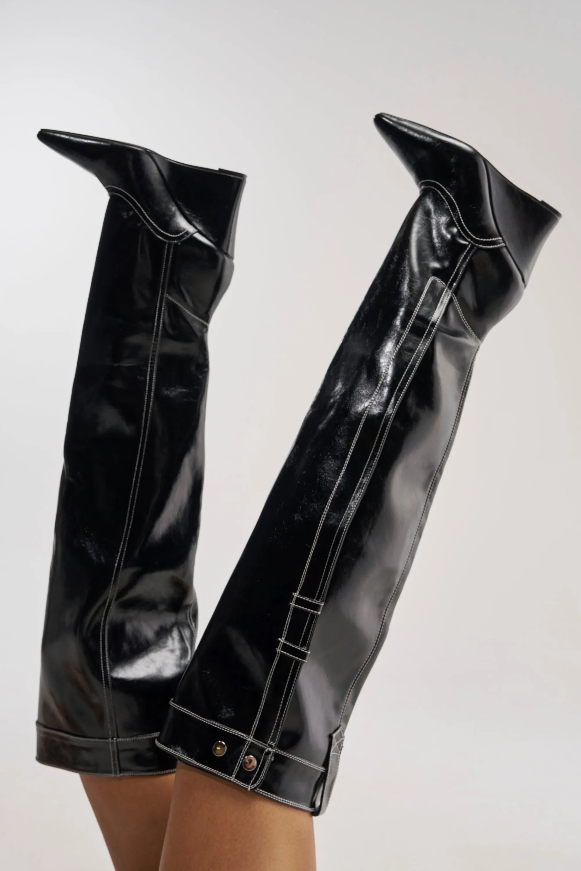 AZALEA WANG RILO BLACK PU OVER THE KNEE WEDGE BOOT sold by AKIRA product image thumbnail 3