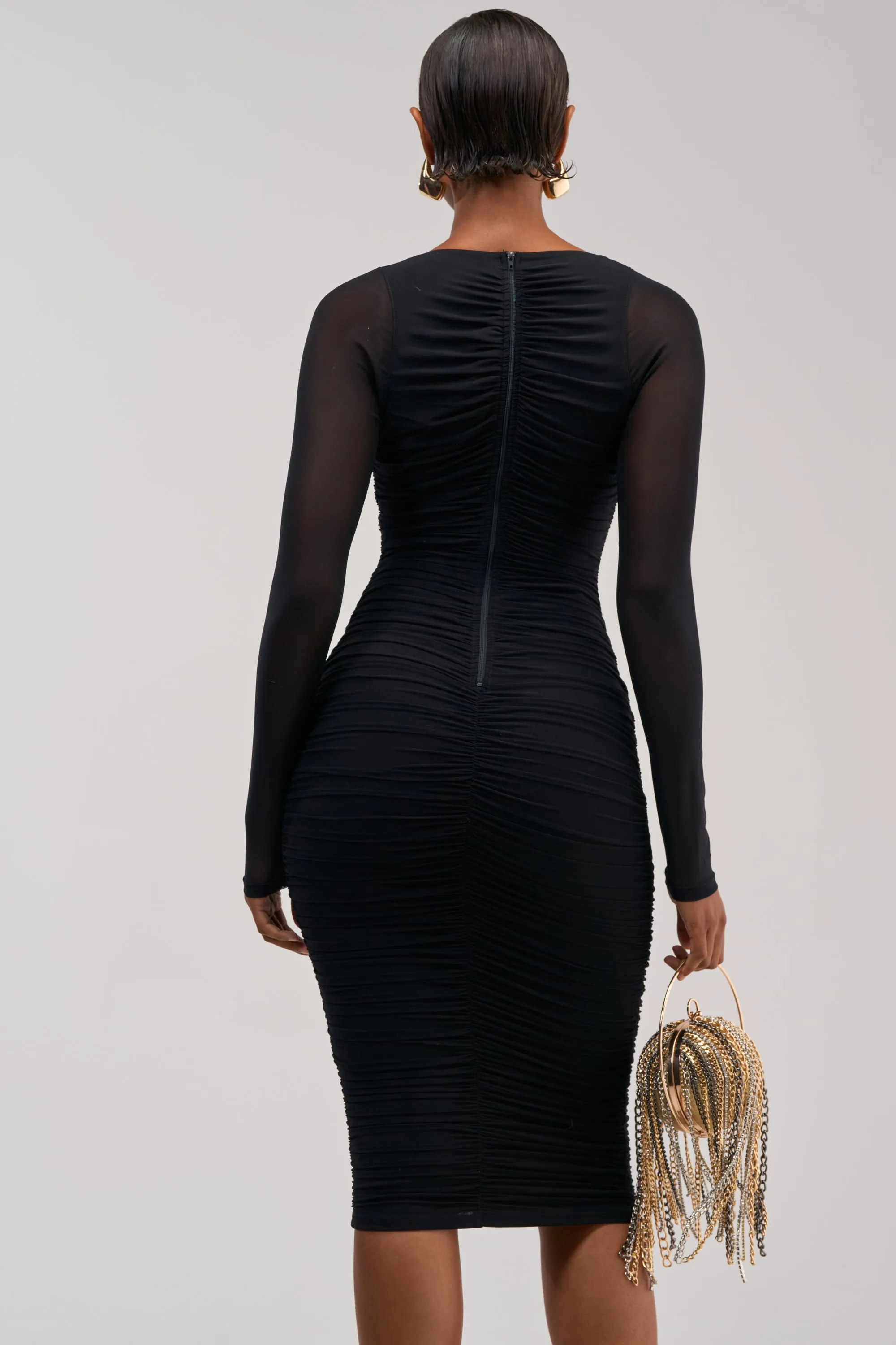 ALL EYES ON ME MESH MIDI DRESS IN BLACK sold by AKIRA product image thumbnail 4