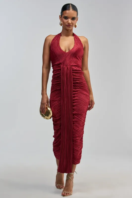 SARAH SLINKY DRESS IN BURGUNDY made by AKIRA