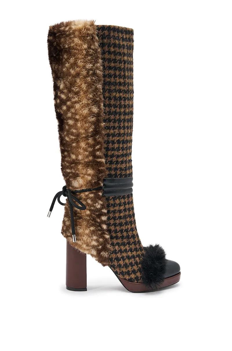 AKIRA GOLD MIKAELA BROWN MULTI MATERIAL BOOT sold by AKIRA product image thumbnail 4