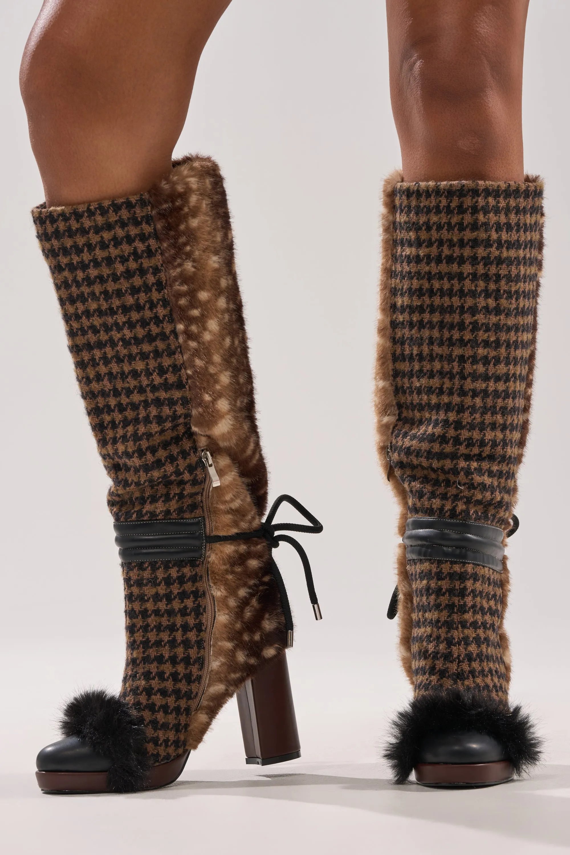 AKIRA GOLD MIKAELA BROWN MULTI MATERIAL BOOT sold by AKIRA product image thumbnail 3