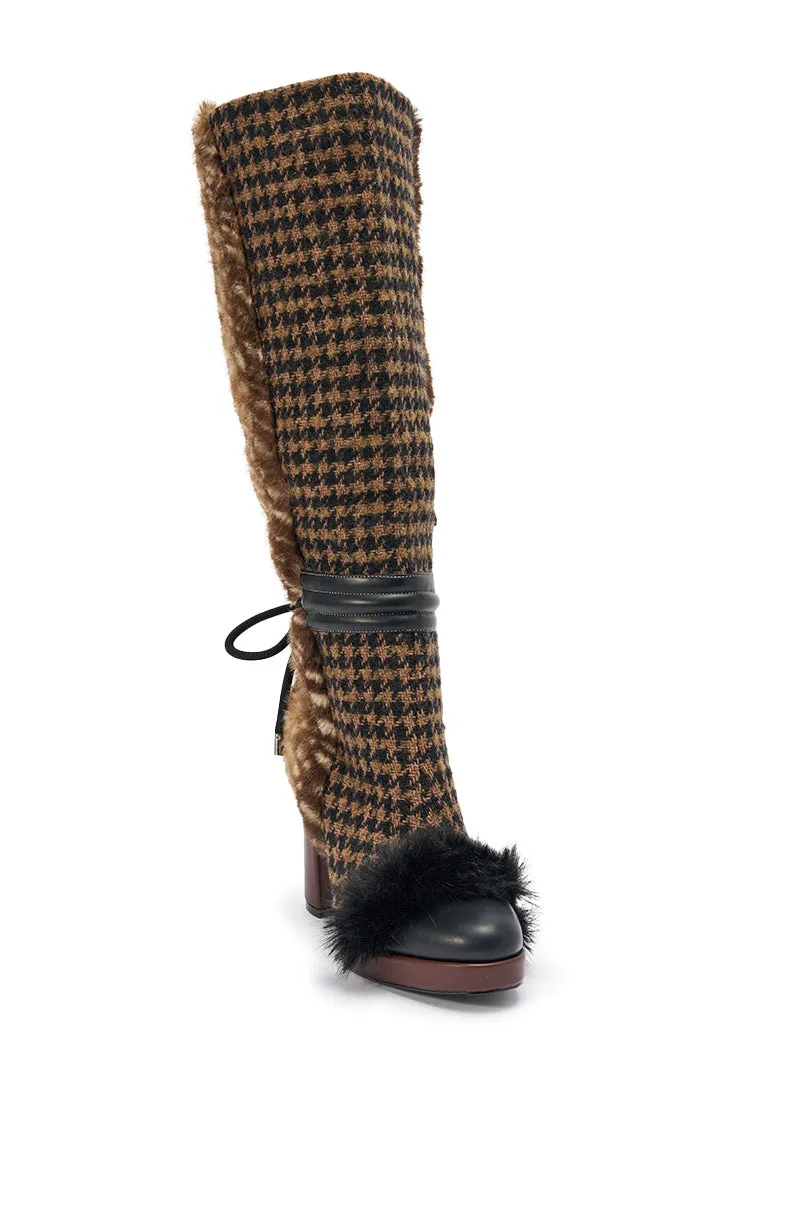 AKIRA GOLD MIKAELA BROWN MULTI MATERIAL BOOT sold by AKIRA product image thumbnail 5