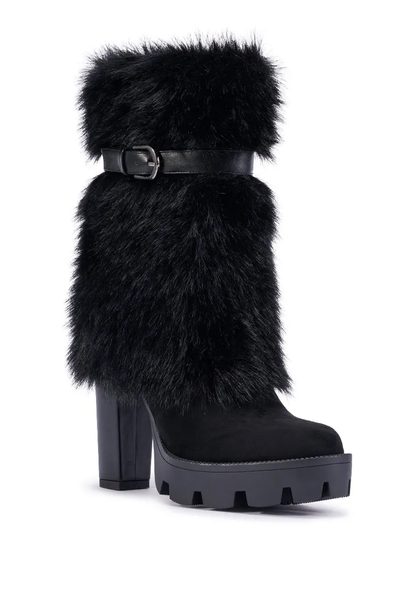 AZALEA WANG PIROSKA BLACK FUR BLOCK BOOTIE sold by AKIRA product image thumbnail 5