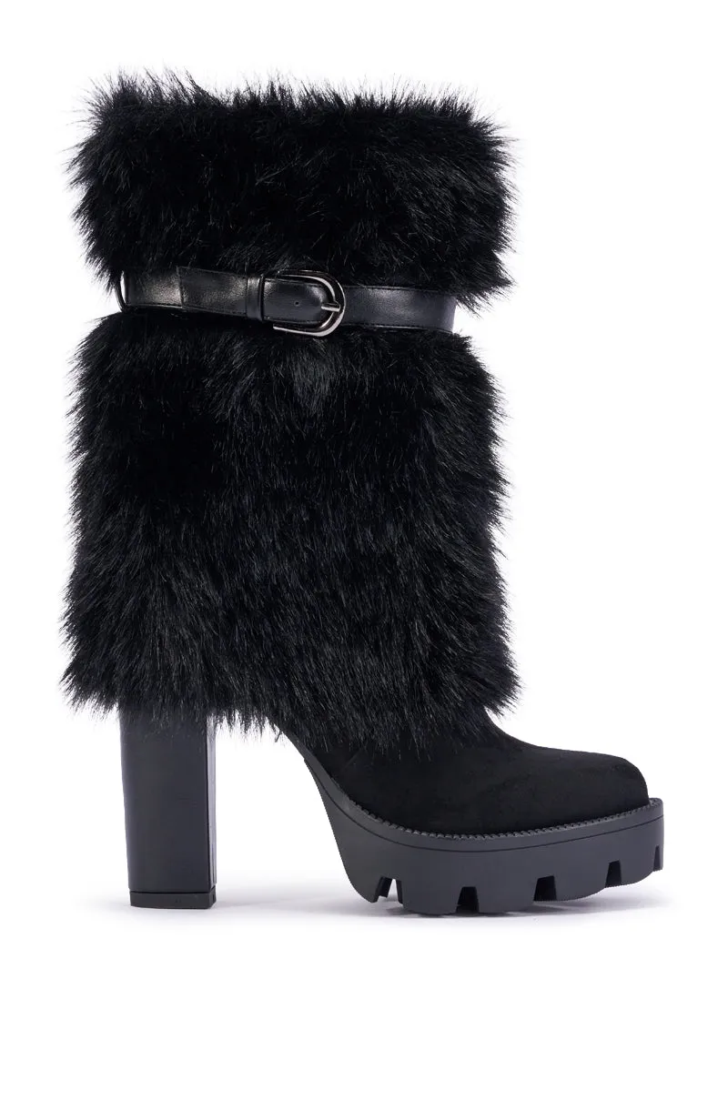 AZALEA WANG PIROSKA BLACK FUR BLOCK BOOTIE sold by AKIRA product image thumbnail 4