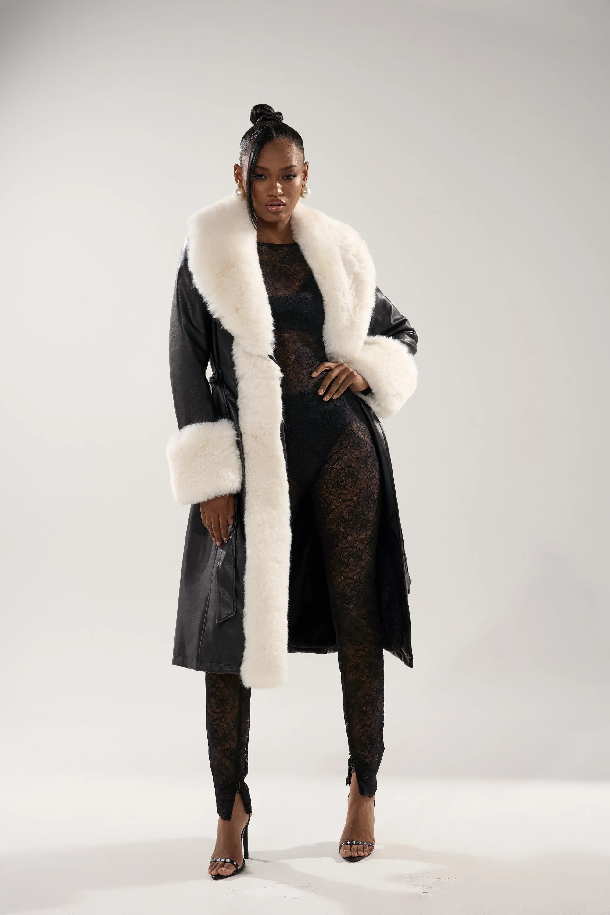 SNOW BUNNY FUR TRIM TRENCH sold by AKIRA product image thumbnail 5