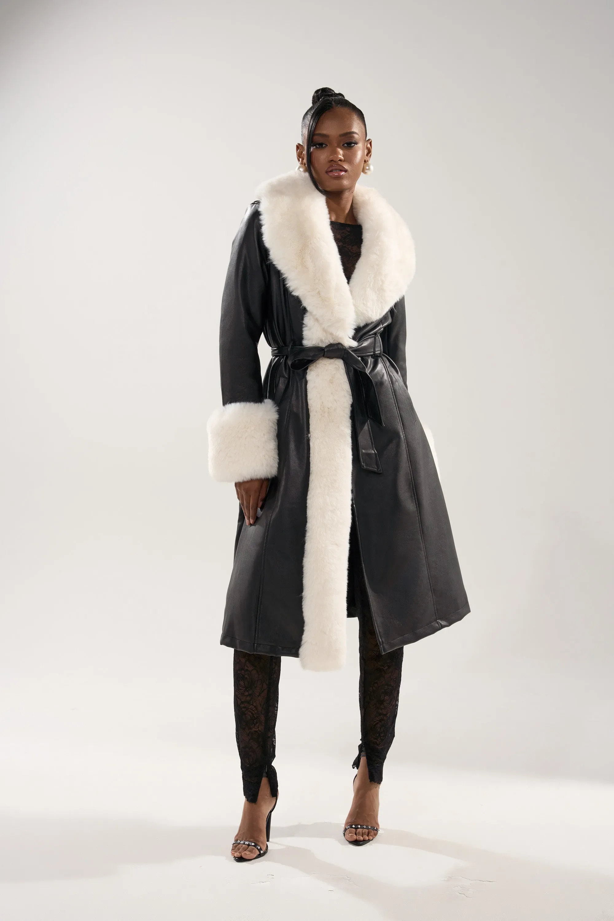 SNOW BUNNY FUR TRIM TRENCH sold by AKIRA product image thumbnail 2