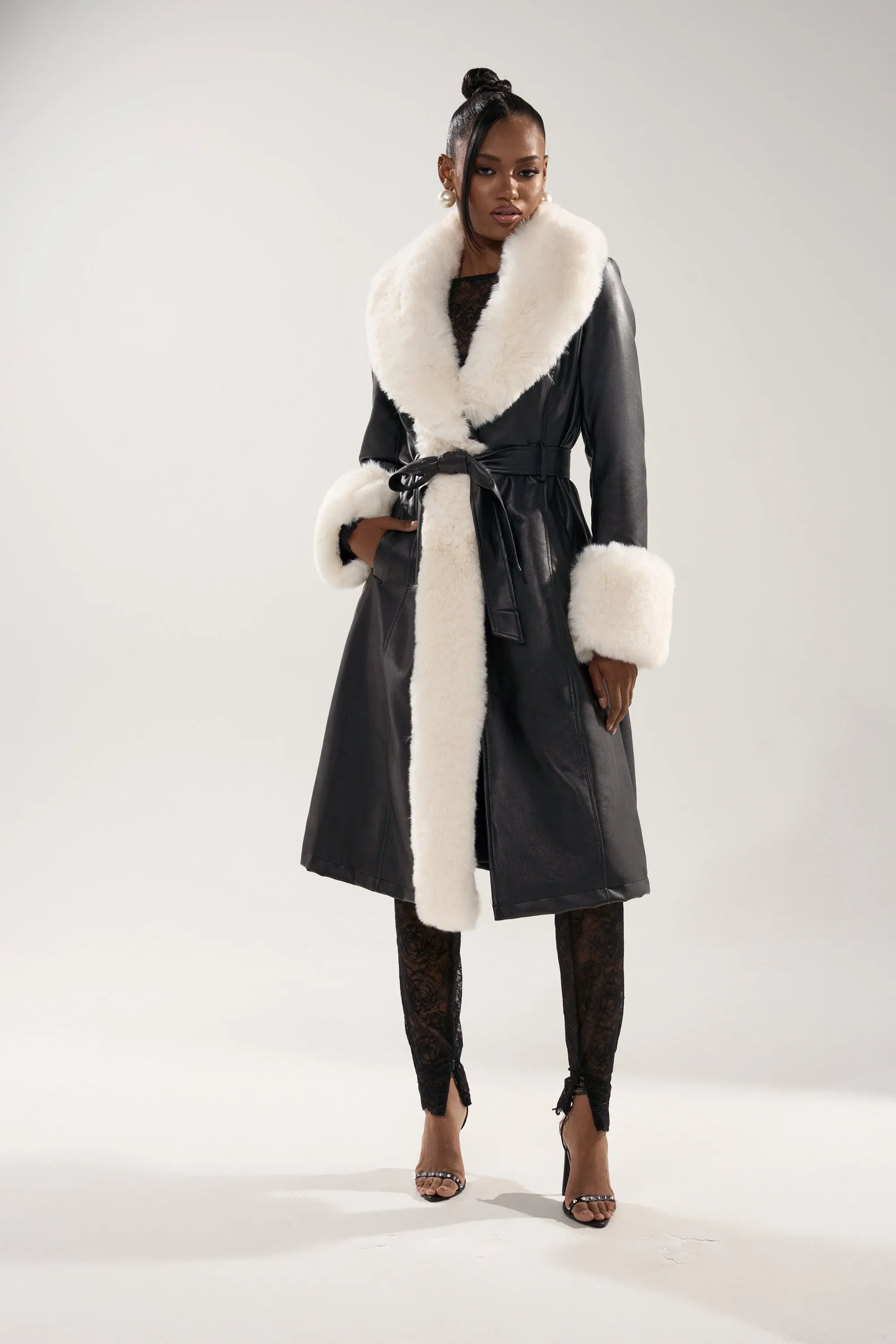 SNOW BUNNY FUR TRIM TRENCH sold by AKIRA product image thumbnail 3