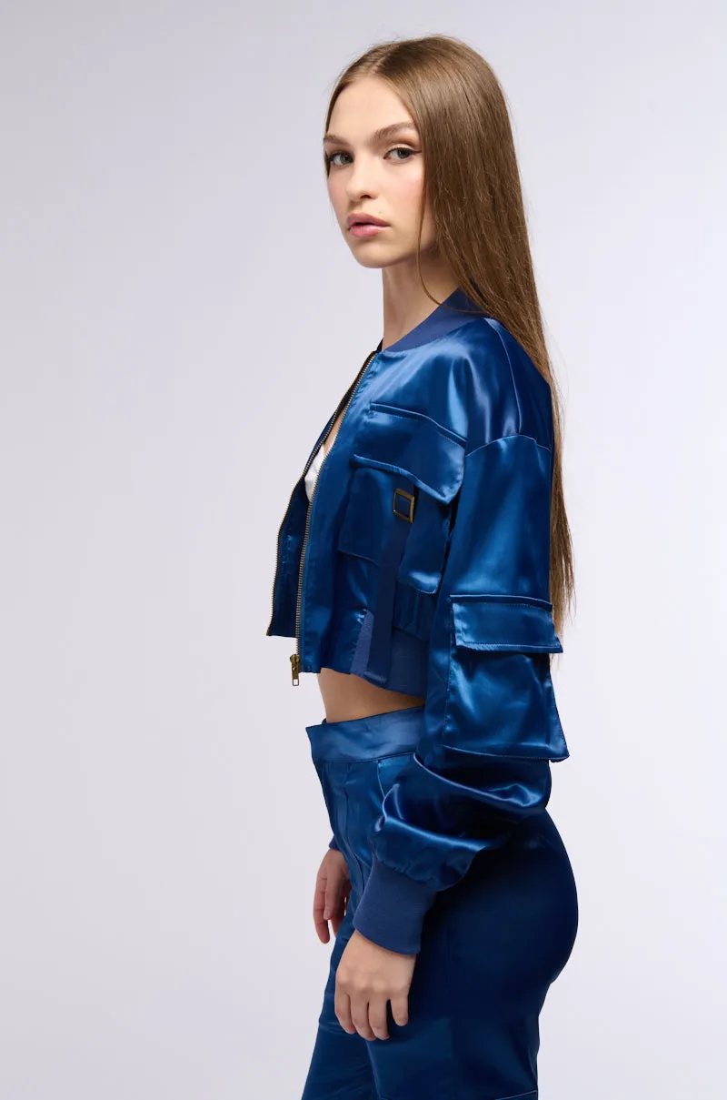 FOR THE THRILL OF IT SATIN BOMBER sold by AKIRA product image thumbnail 4