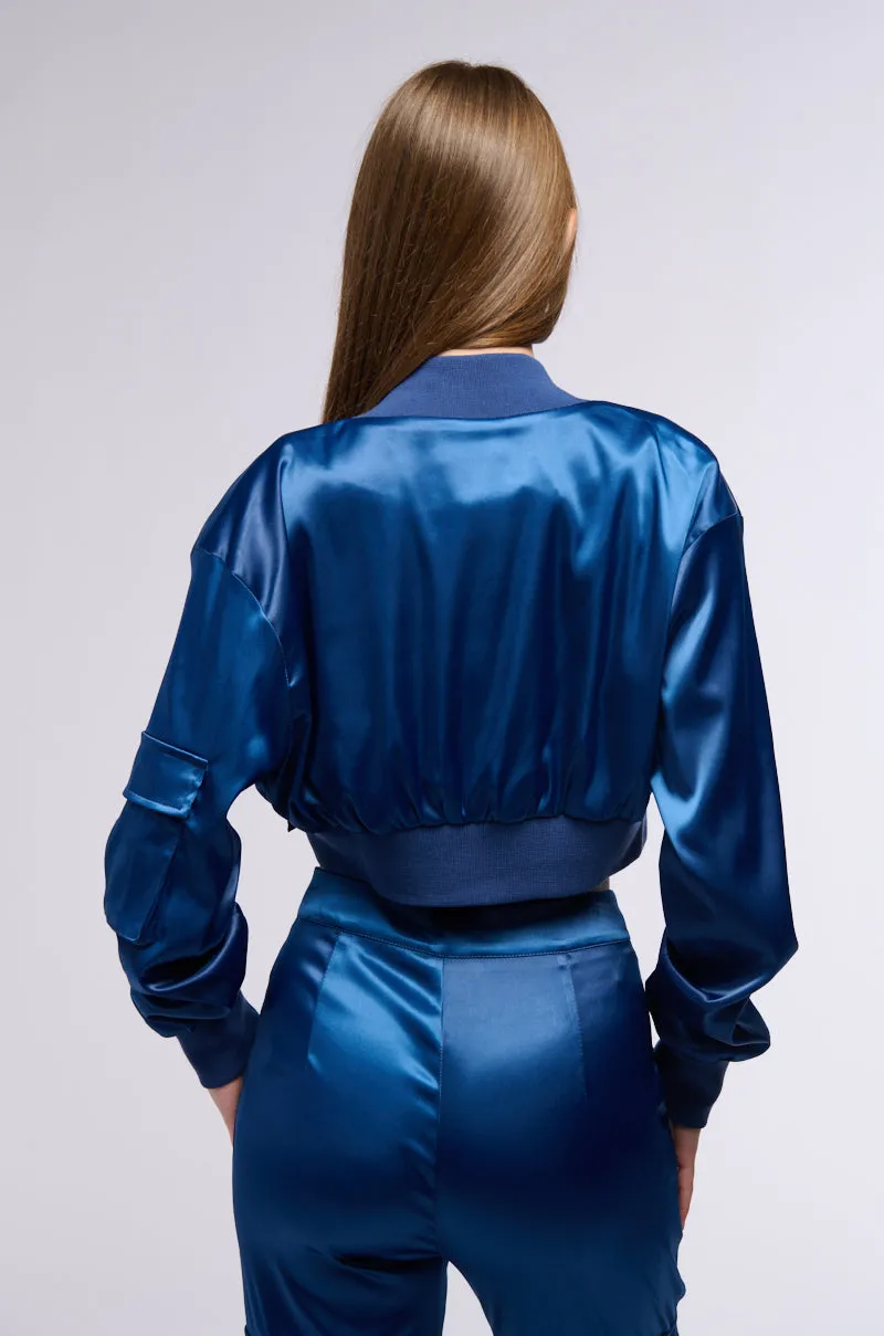 FOR THE THRILL OF IT SATIN BOMBER sold by AKIRA product image thumbnail 5
