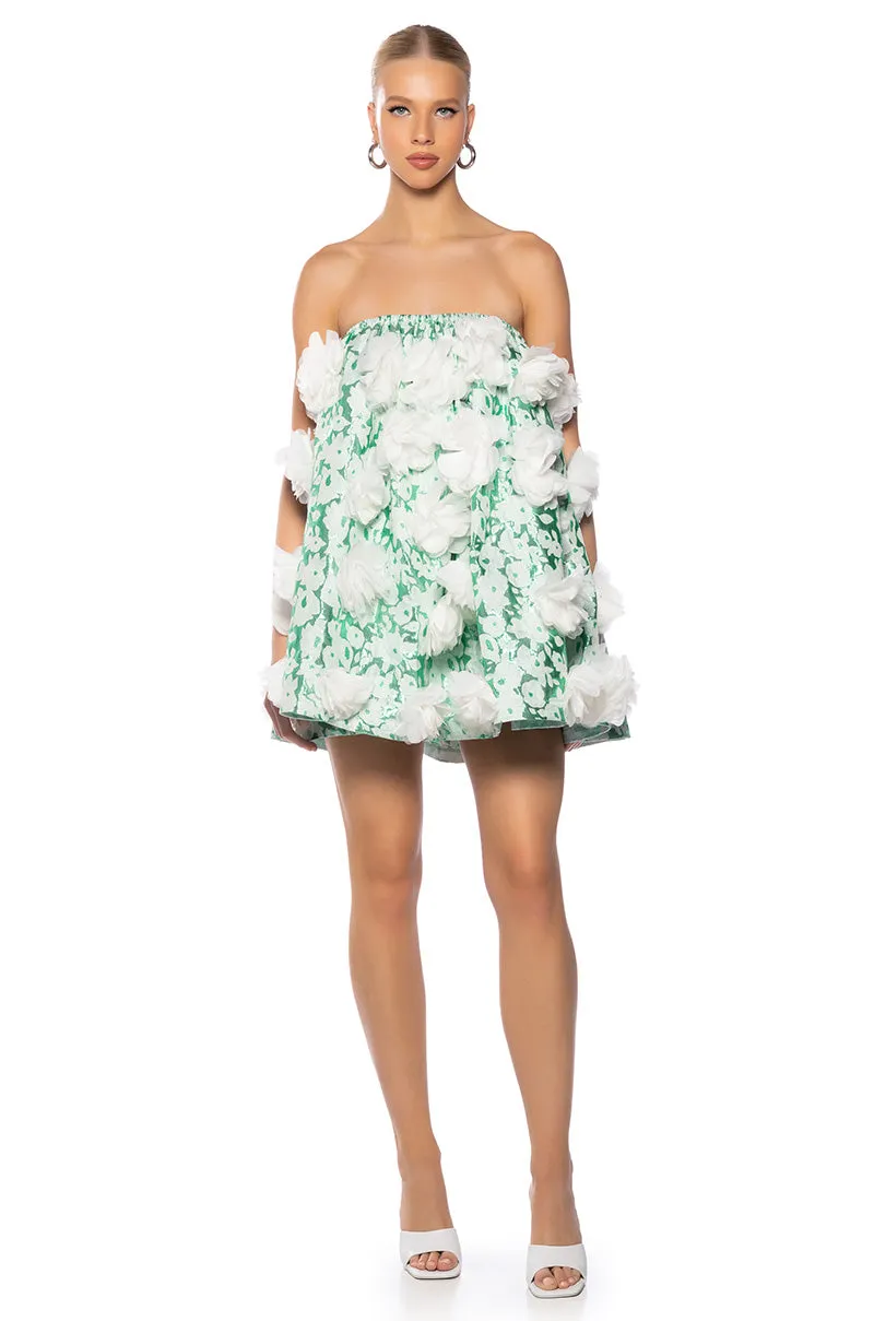 DRAMATIC FLORAL PUFF DETAIL STRAPLESS MINI DRESS sold by AKIRA product image thumbnail 3