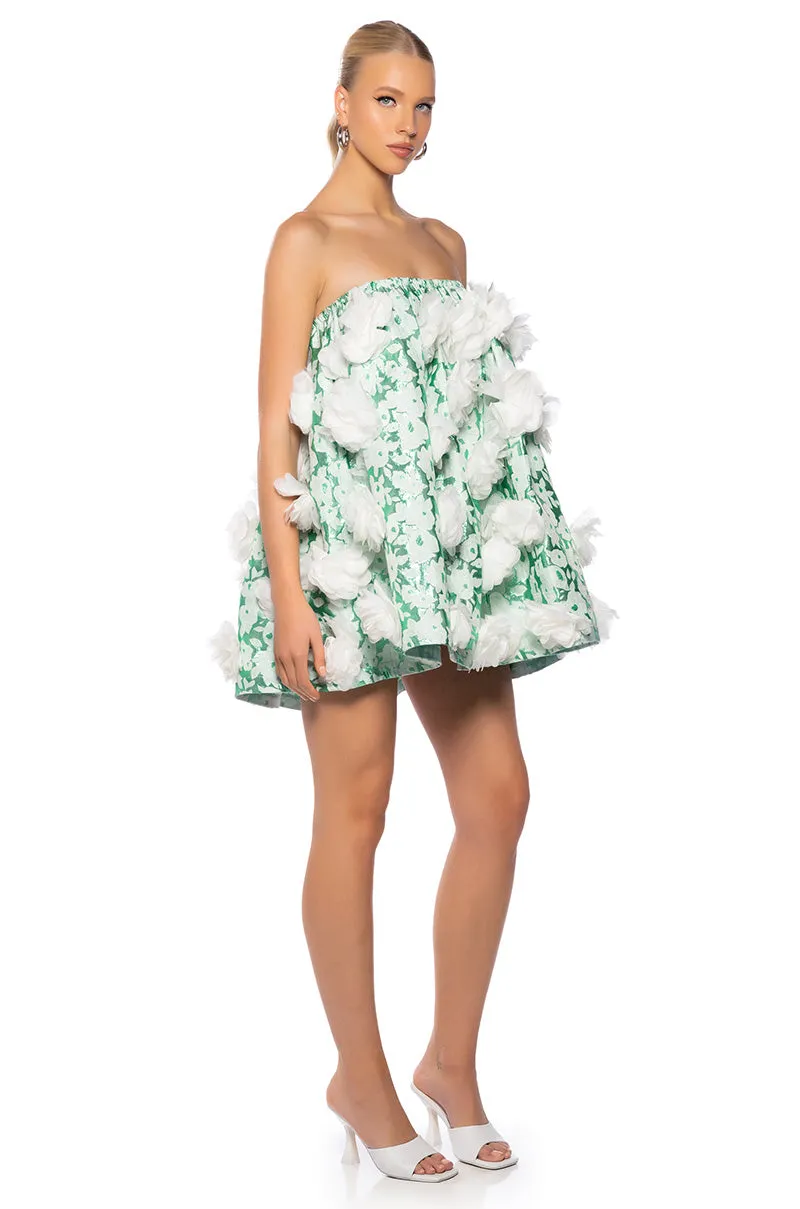 DRAMATIC FLORAL PUFF DETAIL STRAPLESS MINI DRESS sold by AKIRA product image thumbnail 4