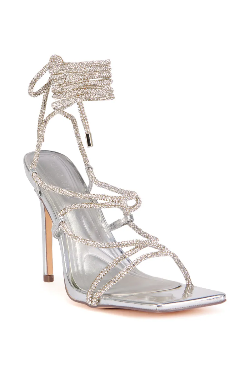 AZALEA WANG JASMIT SILVER ROPE LACE UP STILETTO SANDAL IN SILVER sold by AKIRA product image thumbnail 3