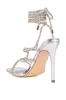 AZALEA WANG JASMIT SILVER ROPE LACE UP STILETTO SANDAL IN SILVER sold by AKIRA