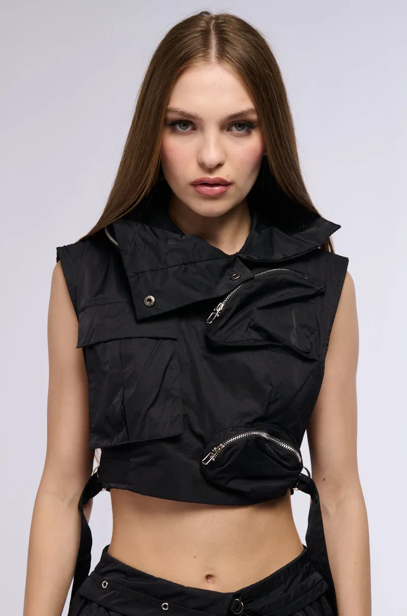 KADEN CARGO SLEEVELESS TOP IN BLACK sold by AKIRA product image thumbnail 3