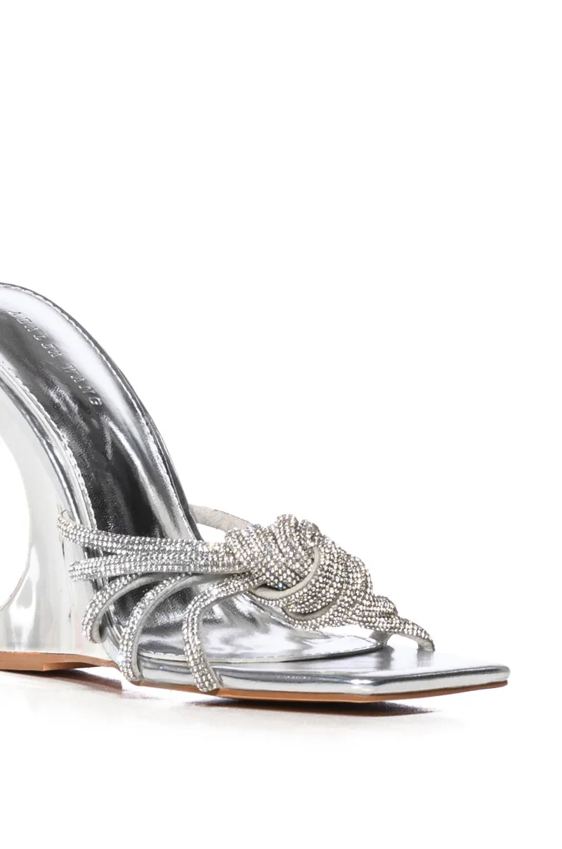 AZALEA WANG ULIMA SILVER METALLIC KNOT NOVELTY HEELED SANDAL sold by AKIRA product image thumbnail 5